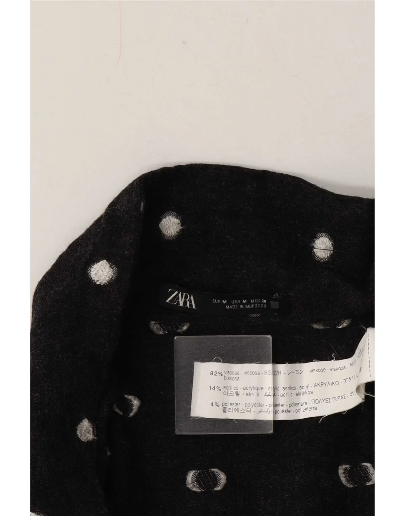 Zara Womens Long Sleeve Tiered Dress UK 14 Medium Grey Spotted Viscose - Image 3