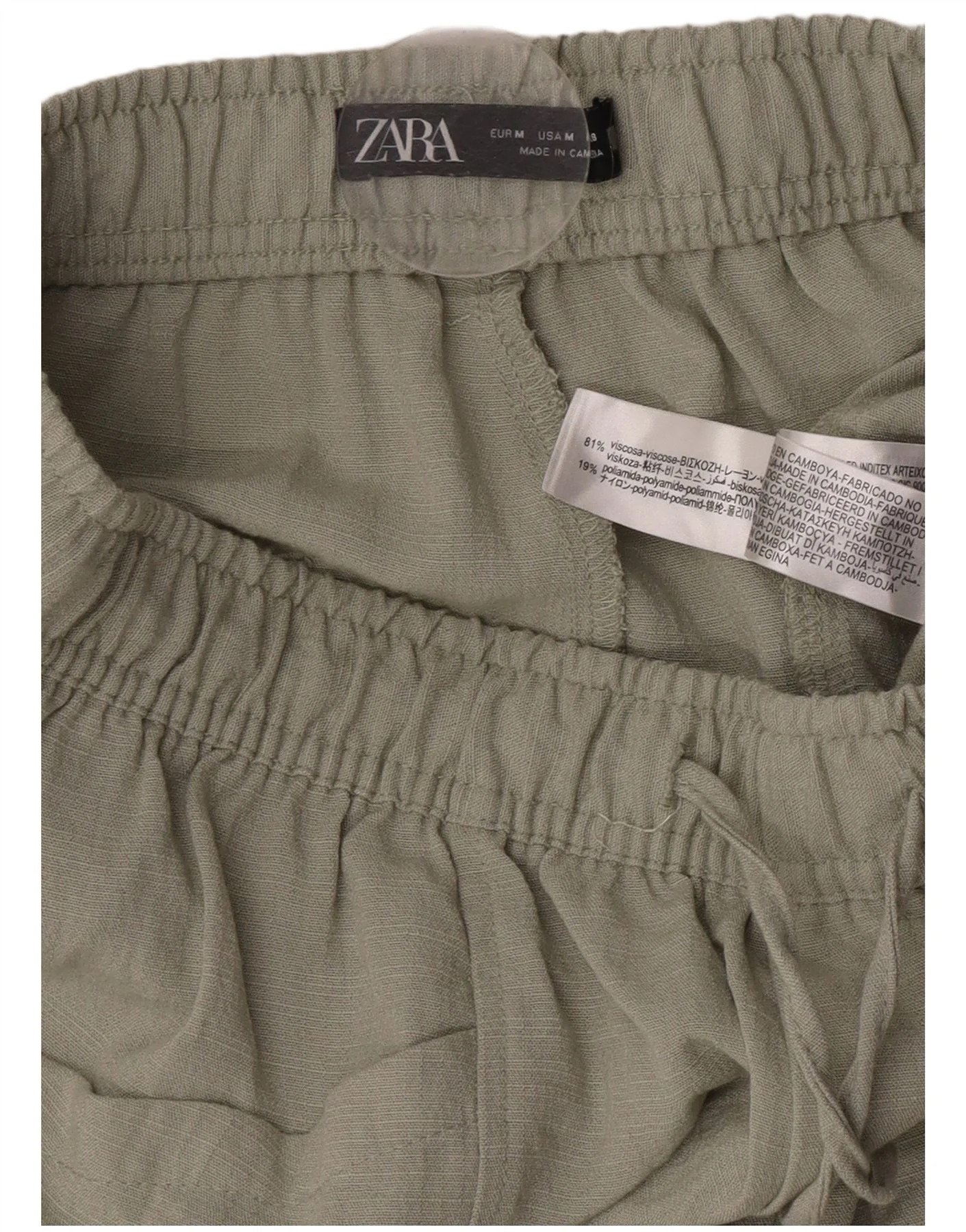 Zara Womens Loose Fit Cropped Trousers Medium W28 L24 Green Viscose - Image 3
