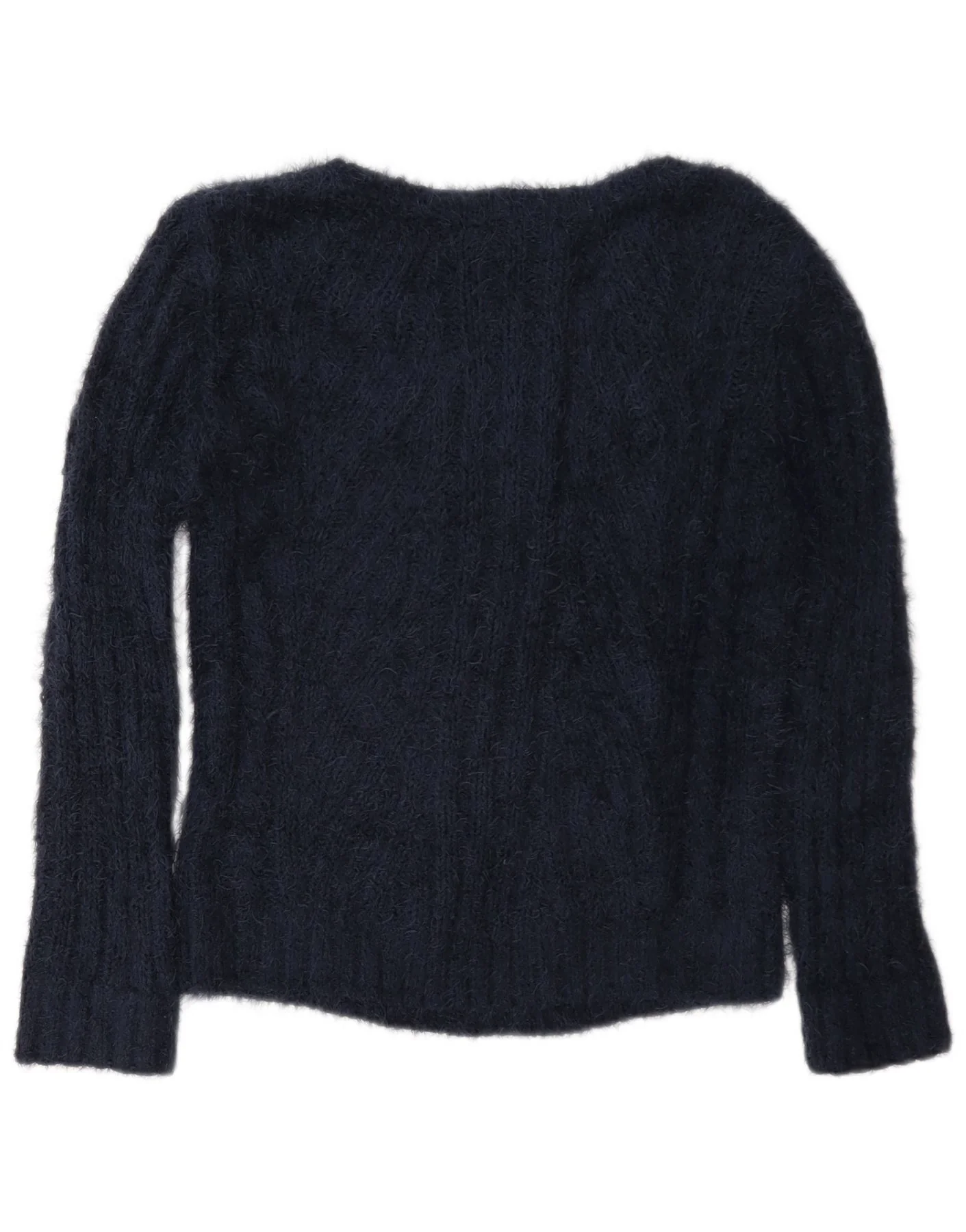 Zara Womens Loose Fit V-Neck Jumper Sweater UK 6 XS Navy Blue Polyester - Image 2