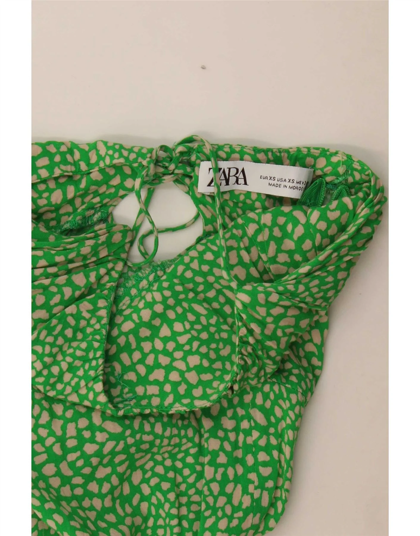 Zara Womens Maxi Dress UK 4 XS Green Animal Print - Image 3