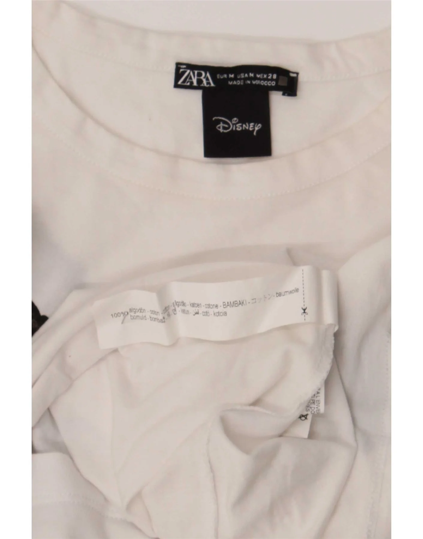 Zara Womens Mickey Mouse Graphic T-Shirt Top UK 14 Medium White Cotton - Image 3