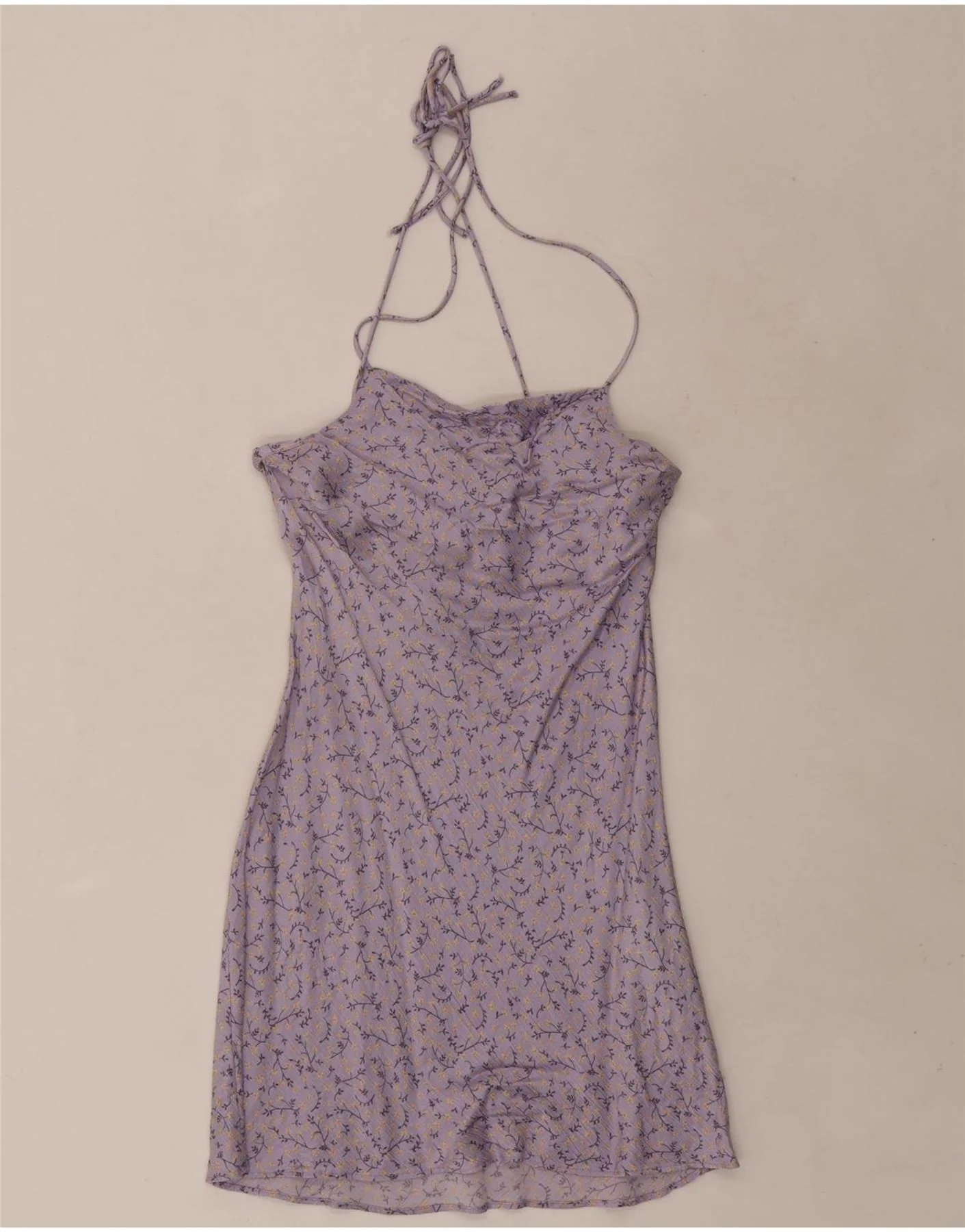 Zara Womens Mini Halter Dress UK 6 XS Purple Floral Viscose