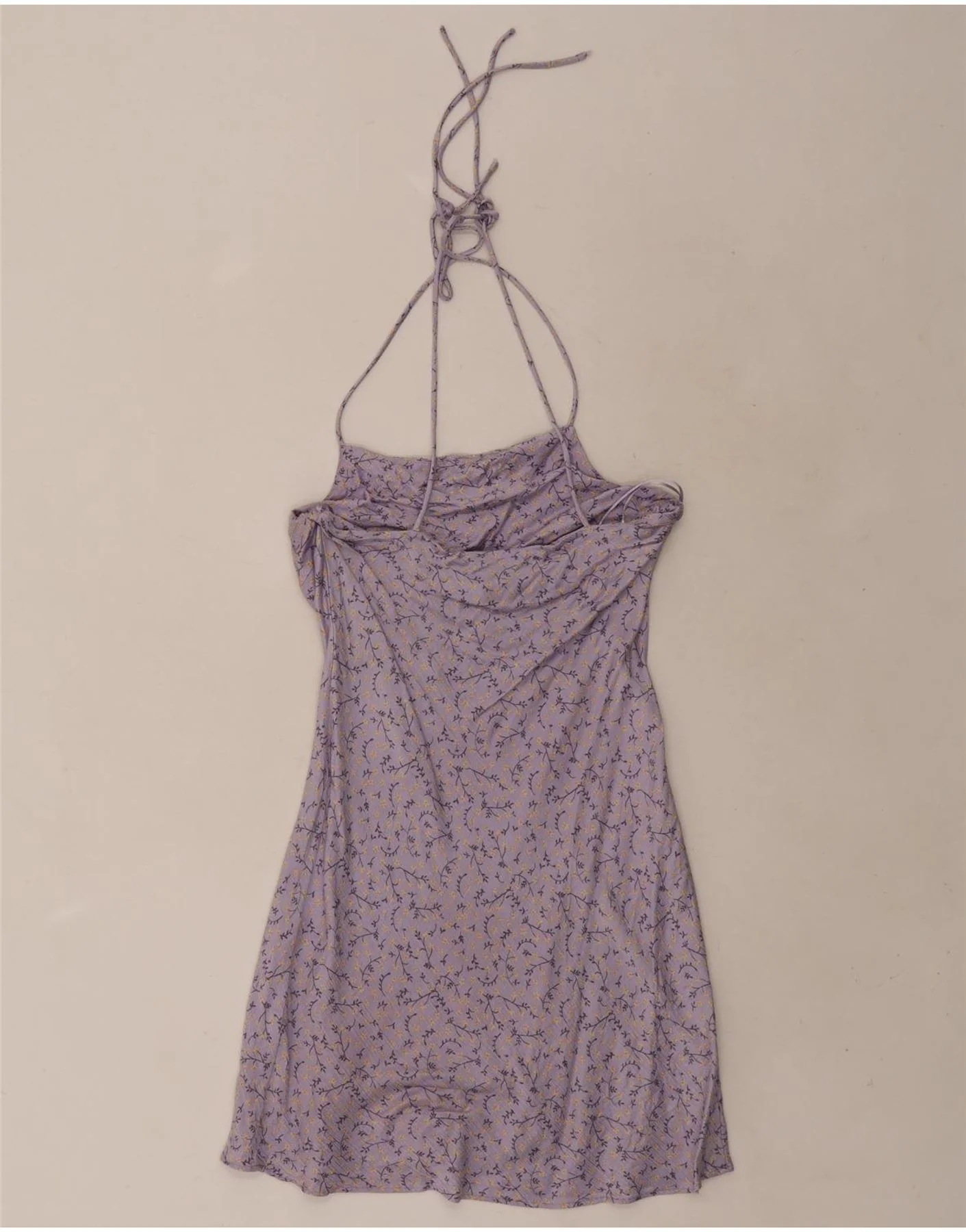 Zara Womens Mini Halter Dress UK 6 XS Purple Floral Viscose - Image 2