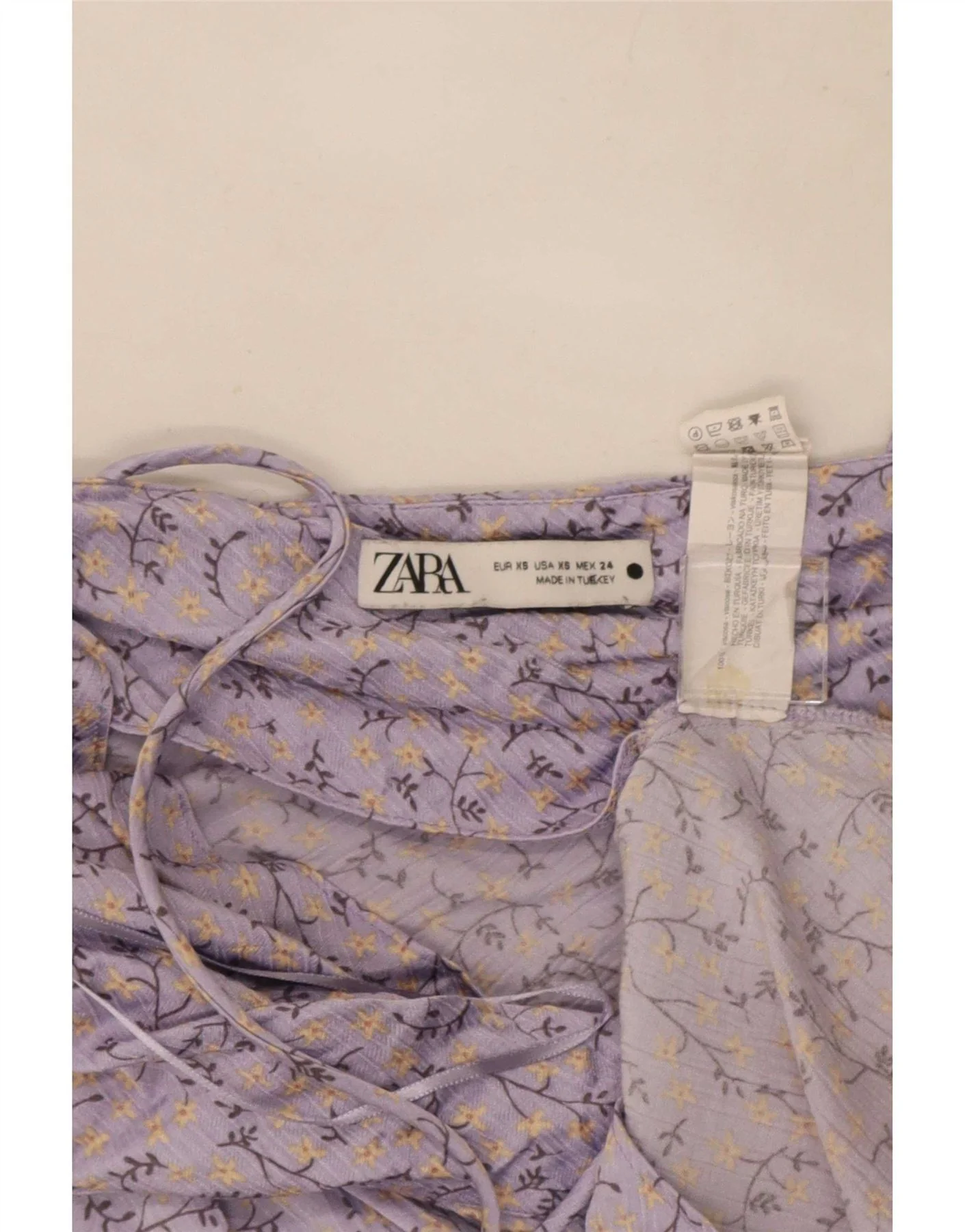 Zara Womens Mini Halter Dress UK 6 XS Purple Floral Viscose - Image 3