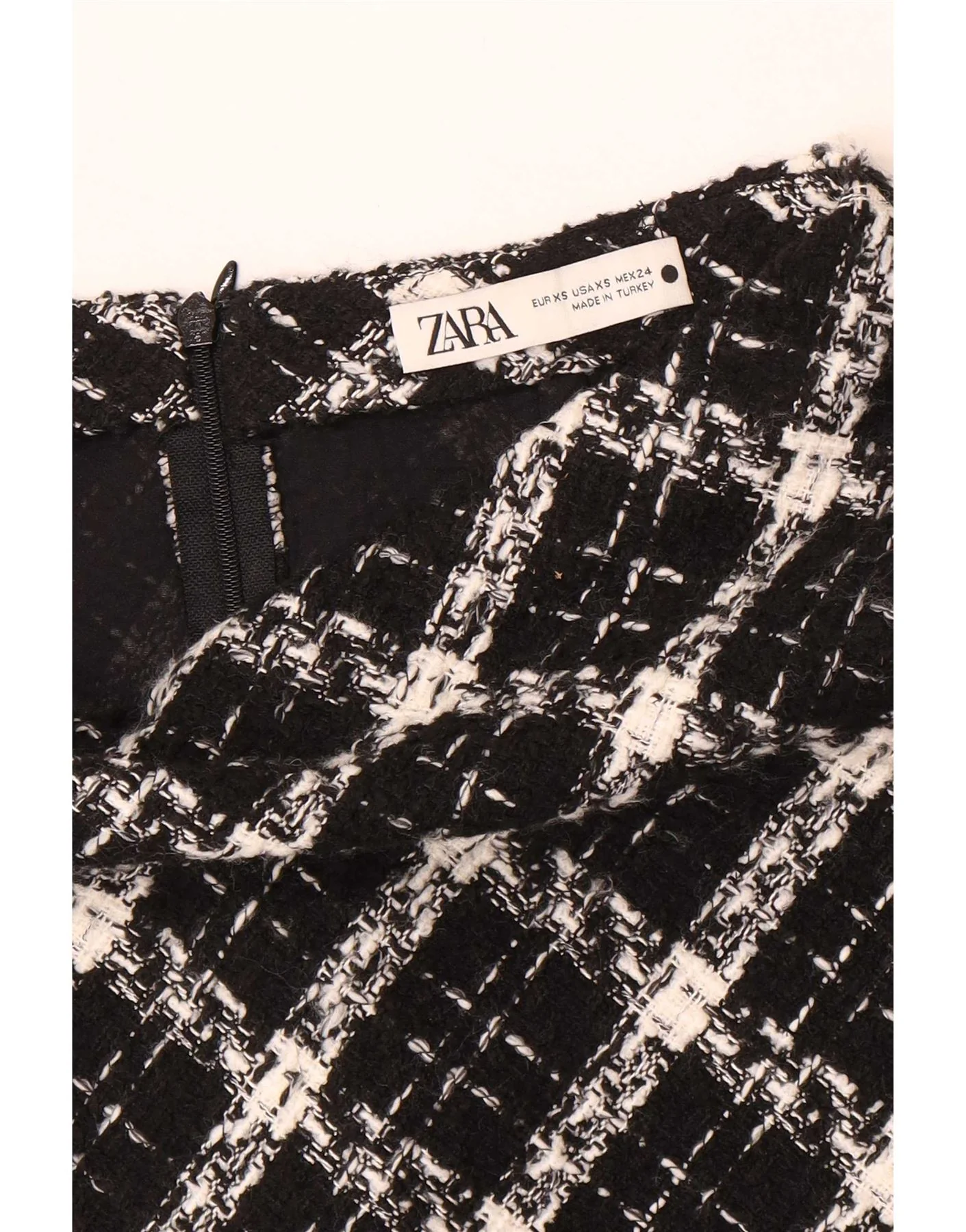 Zara Womens Mini Skirt XS W24 Black Check - Image 3