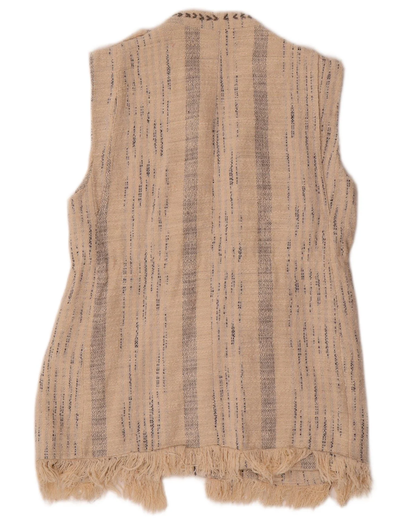 Zara Womens Open Gilet UK 12 Medium Beige - Image 2
