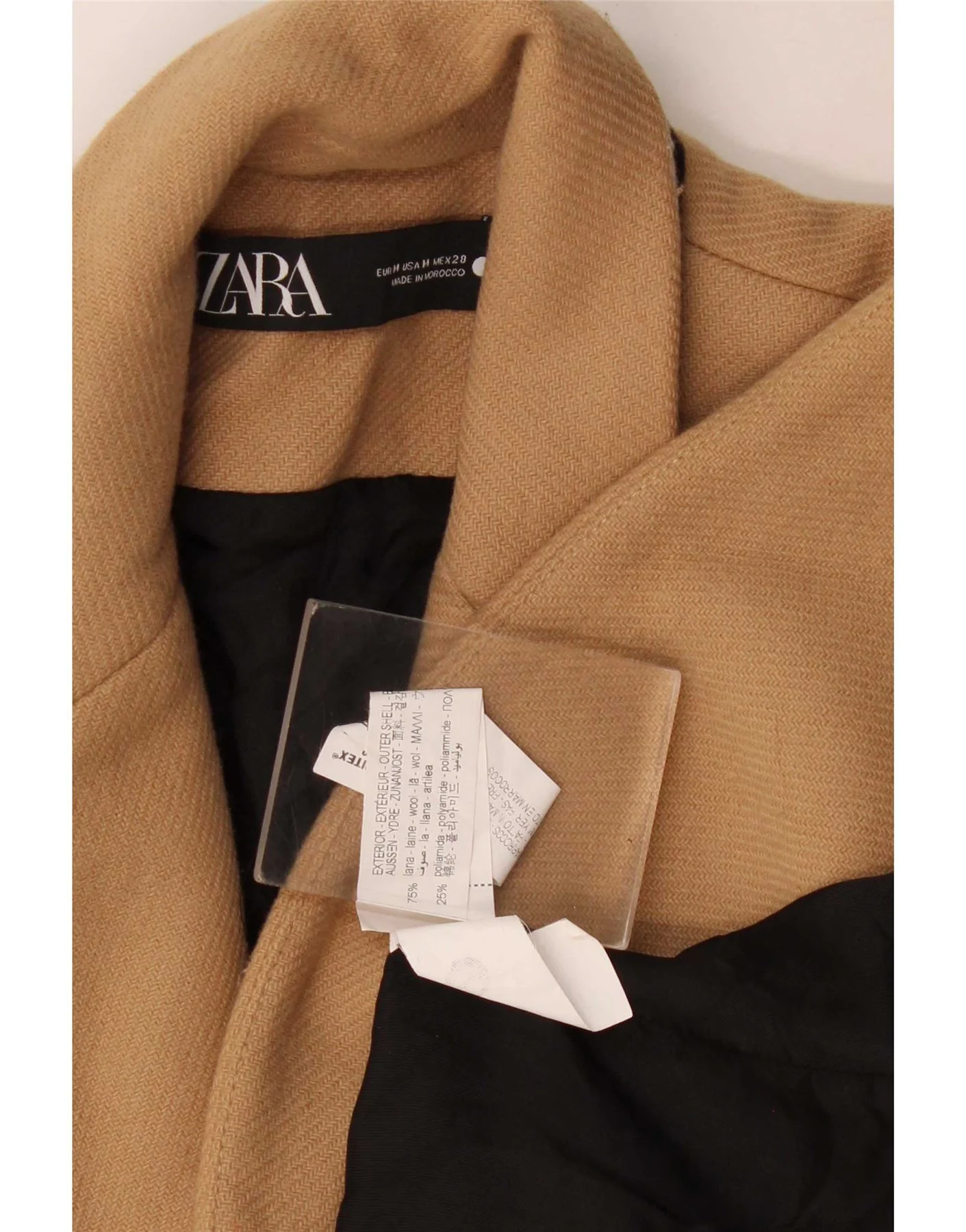 Zara Womens Overcoat UK 12 Medium Beige Wool - Image 3