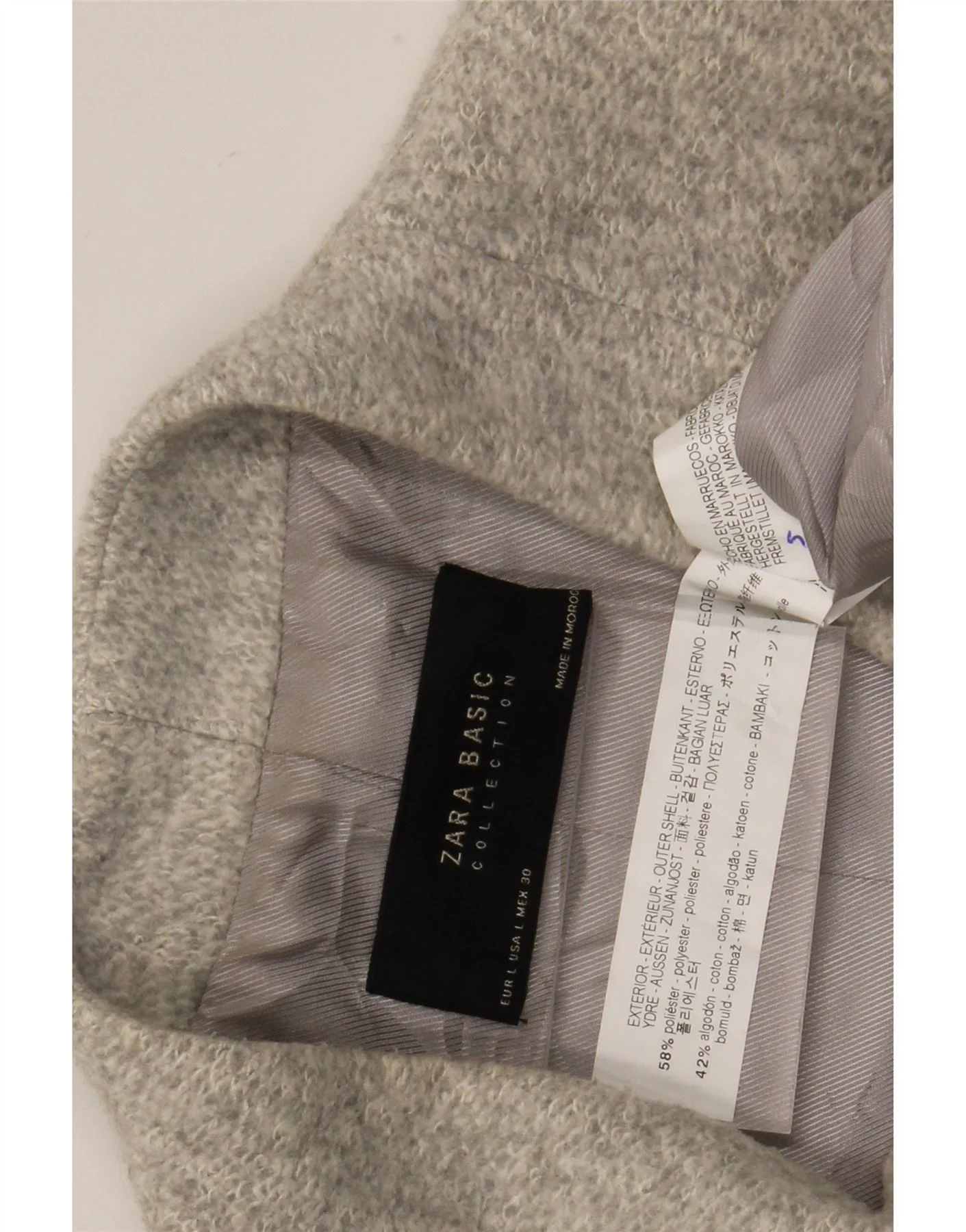 Zara Womens Overcoat UK 14 Large Grey Polyester - Image 8