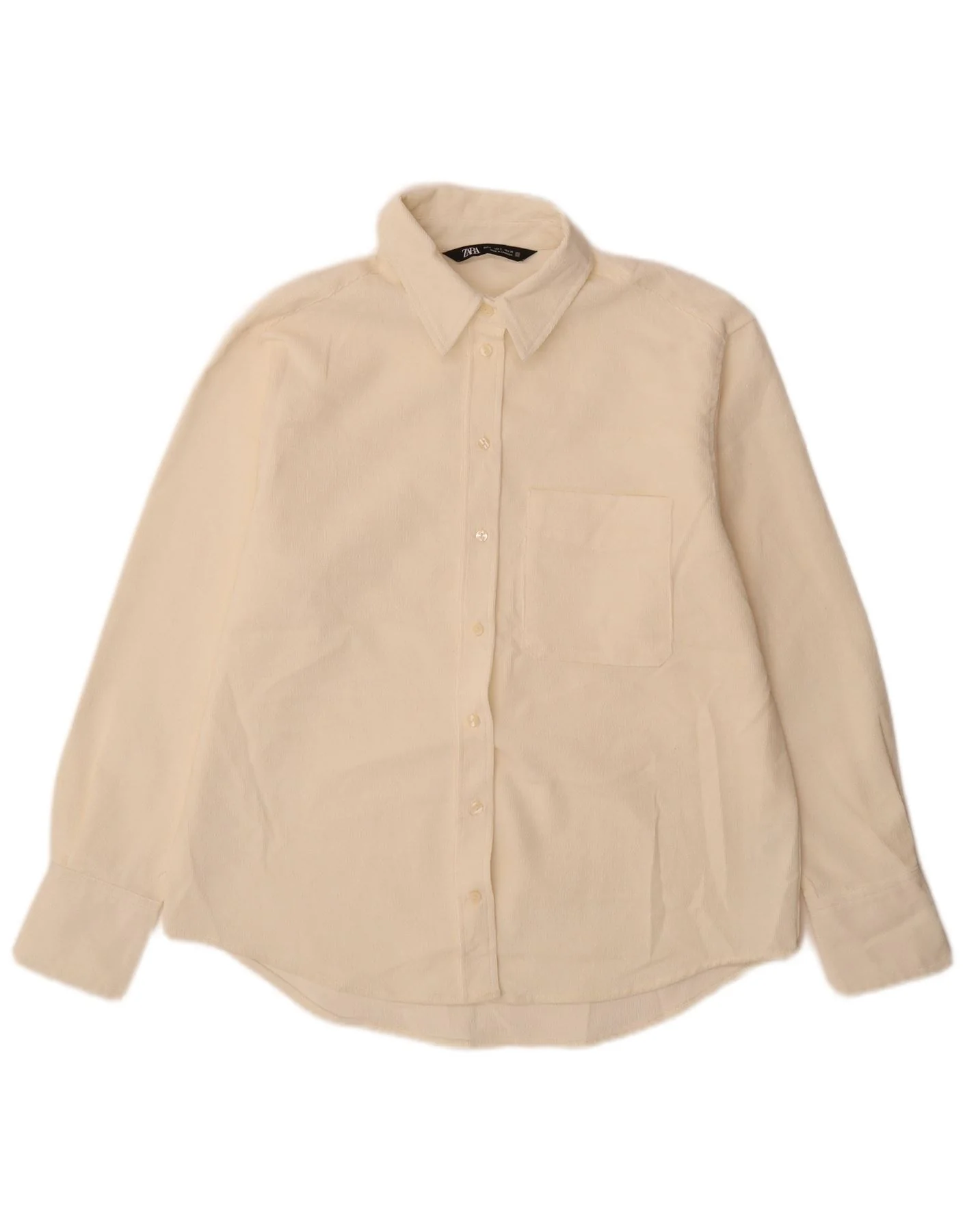 Zara Womens Overshirt Oversized Shirt UK 10 Small Off White Polyester