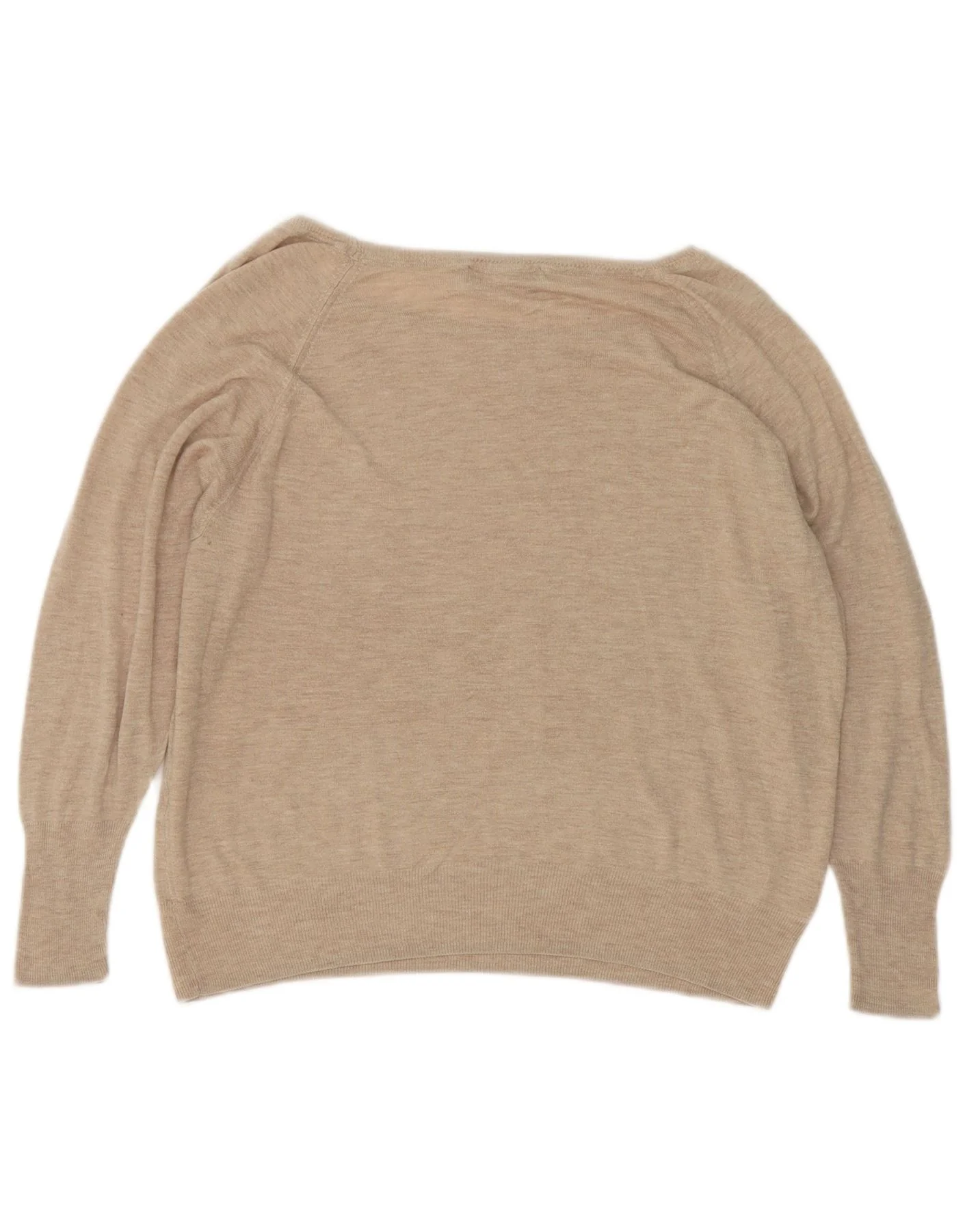 Zara Womens Oversized Boat Neck Jumper Sweater UK 10 Small Beige - Image 2