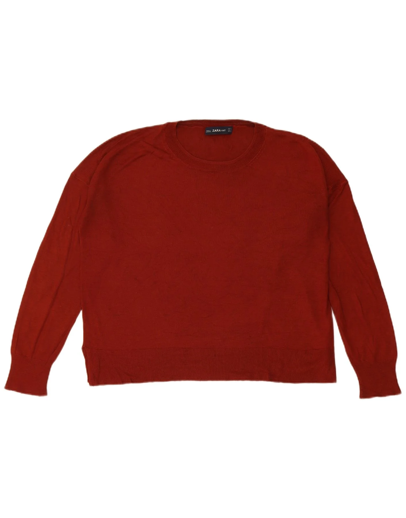 Zara Womens Oversized Boat Neck Jumper Sweater UK 10 Small Burgundy