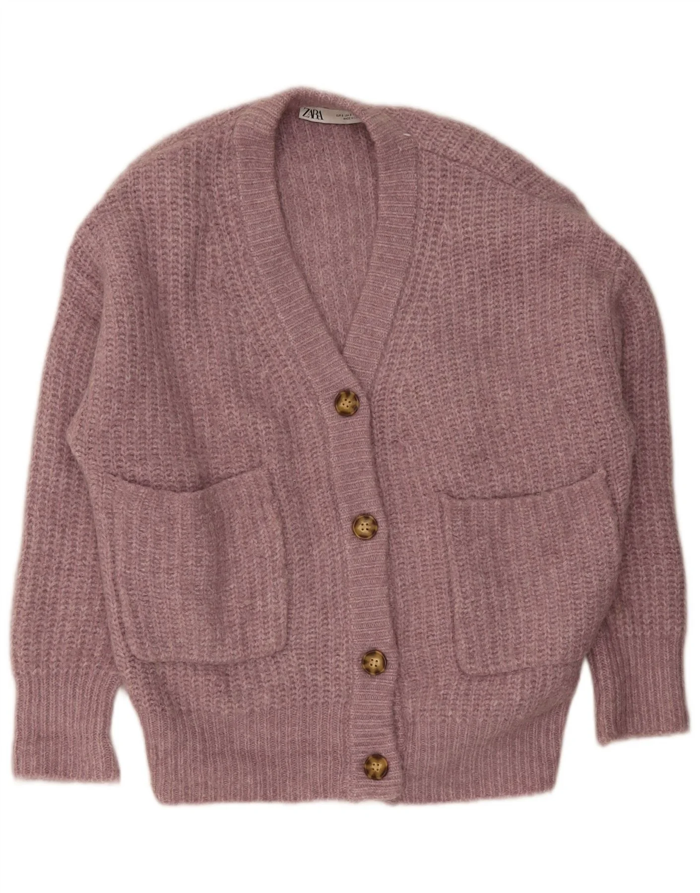 Zara Womens Oversized Cardigan Sweater UK 10 Small Pink