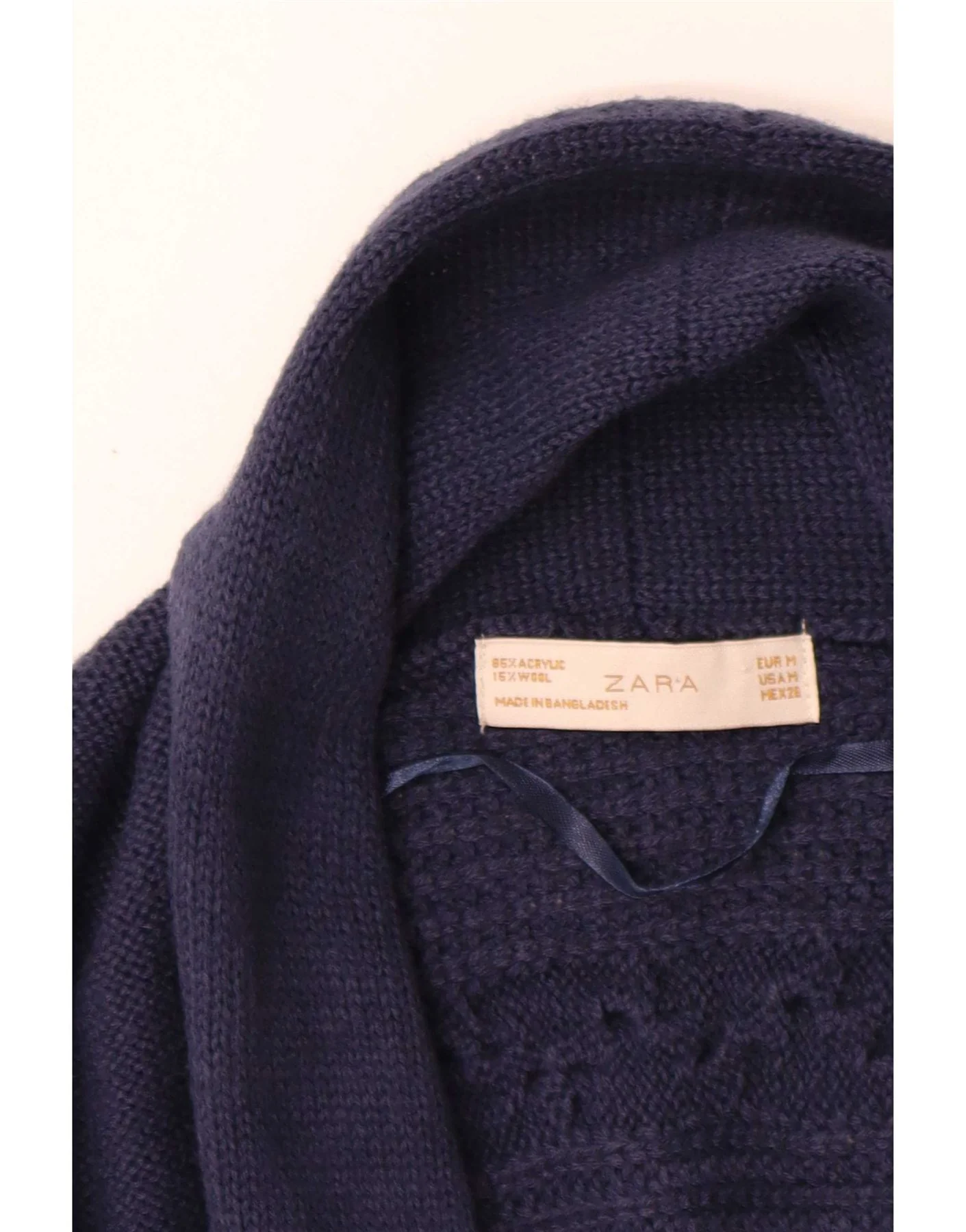 Zara Womens Oversized Cardigan Sweater UK 12 Medium Navy Blue Acrylic - Image 3