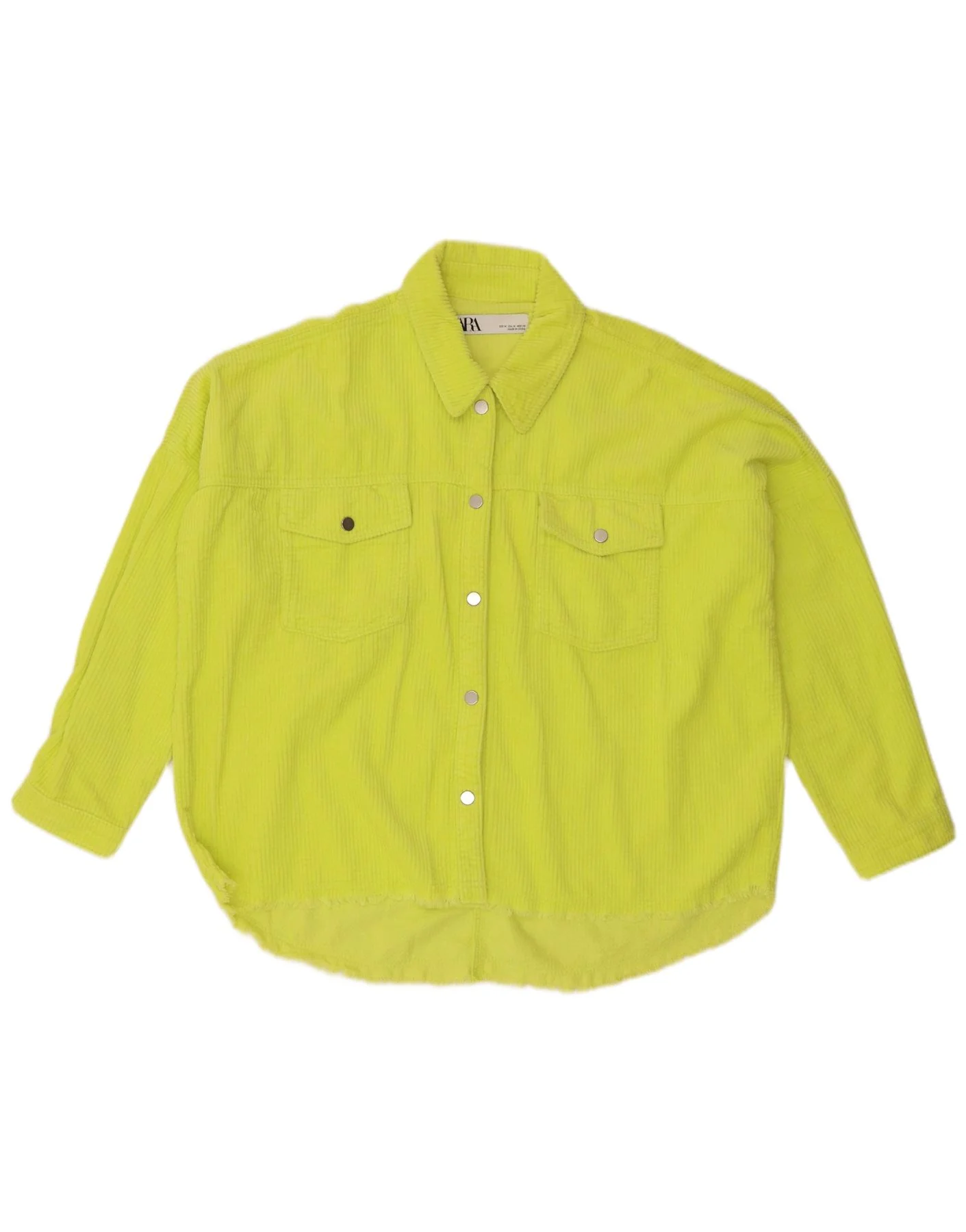 Zara Womens Oversized Corduroy Shirt UK 14 Medium Yellow Cotton