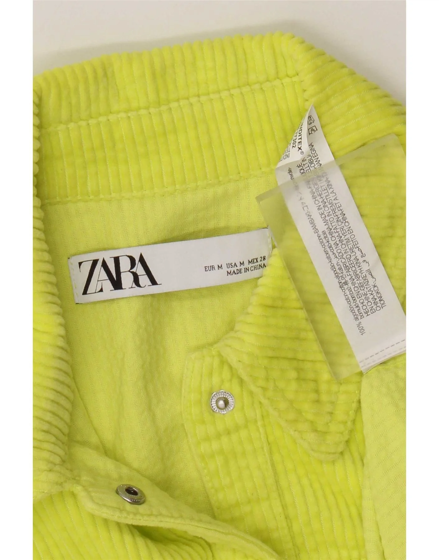 Zara Womens Oversized Corduroy Shirt UK 14 Medium Yellow Cotton - Image 3