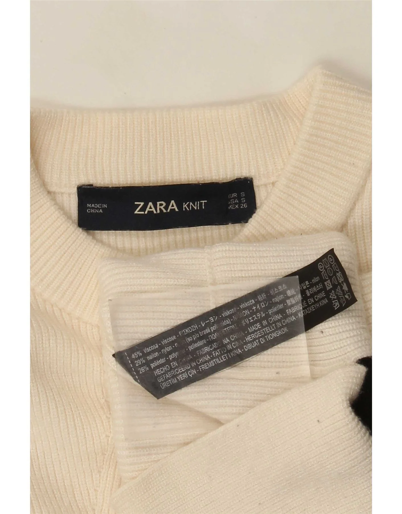 Zara Womens Oversized Crew Neck Jumper Sweater UK 10 Small White Viscose - Image 4