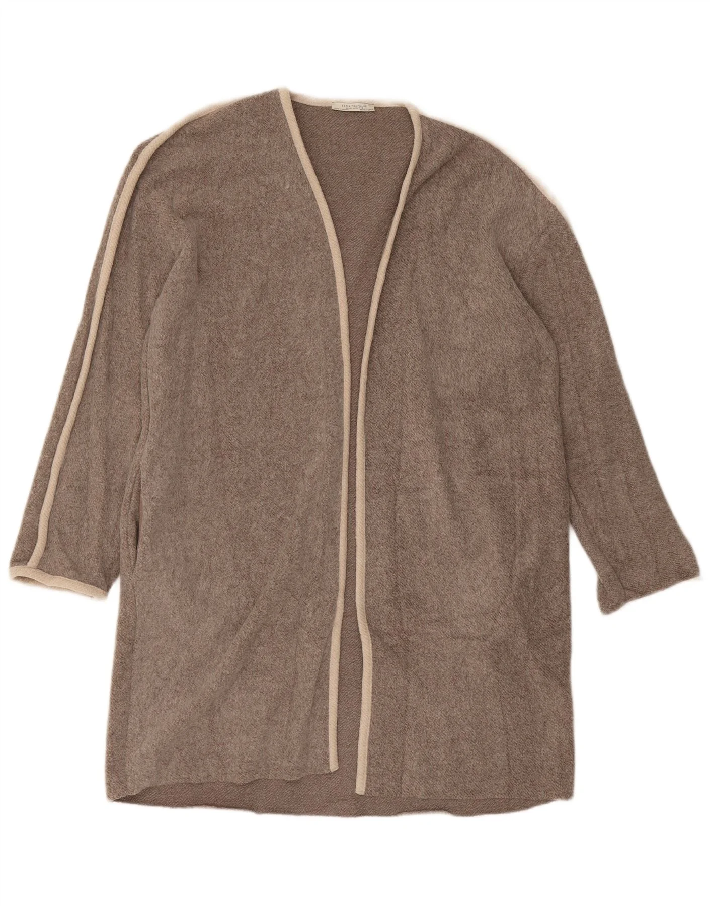 Zara Womens Oversized Longline Open Cardigan Sweater UK 10 Small Brown