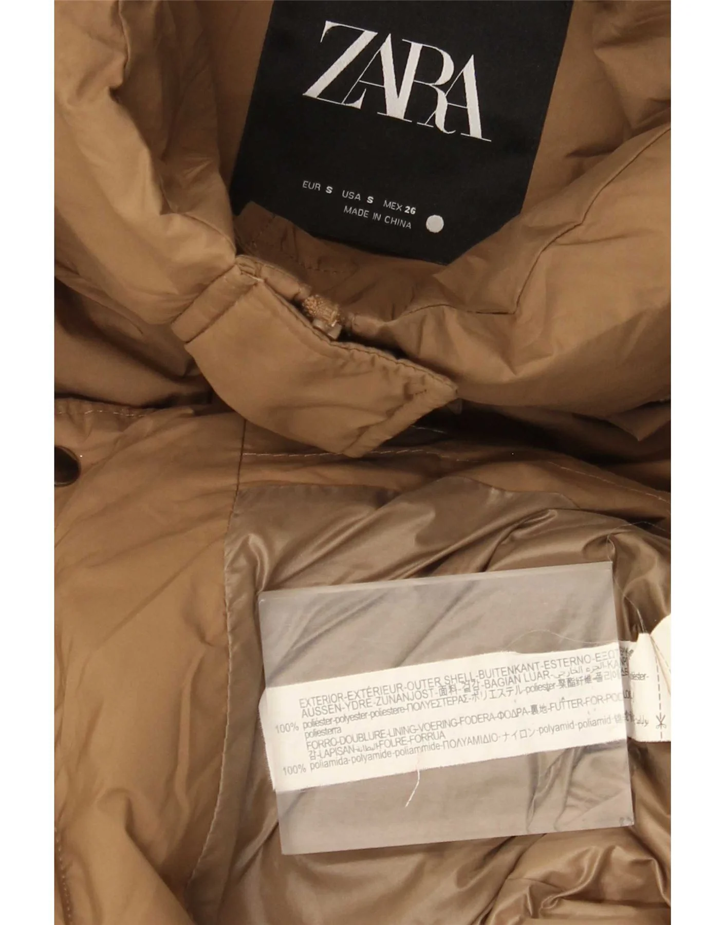 Zara Womens Oversized Padded Jacket UK 10 Small Beige Polyester - Image 4