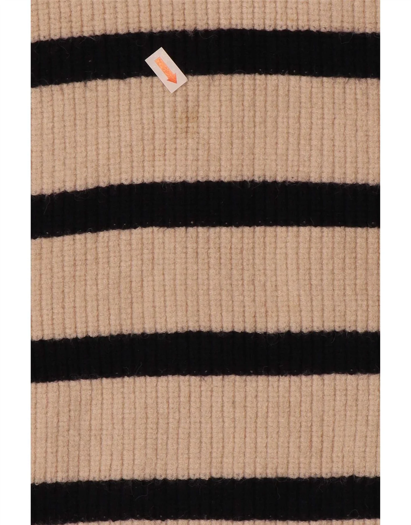 Zara Womens Oversized Polo Neck Jumper Sweater UK 16 Large Beige Striped - Image 3
