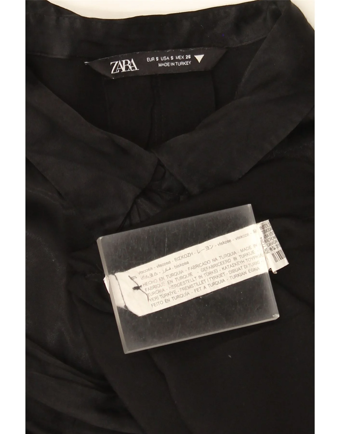 Zara Womens Oversized Shirt Dress UK 10 Small Black Viscose - Image 3