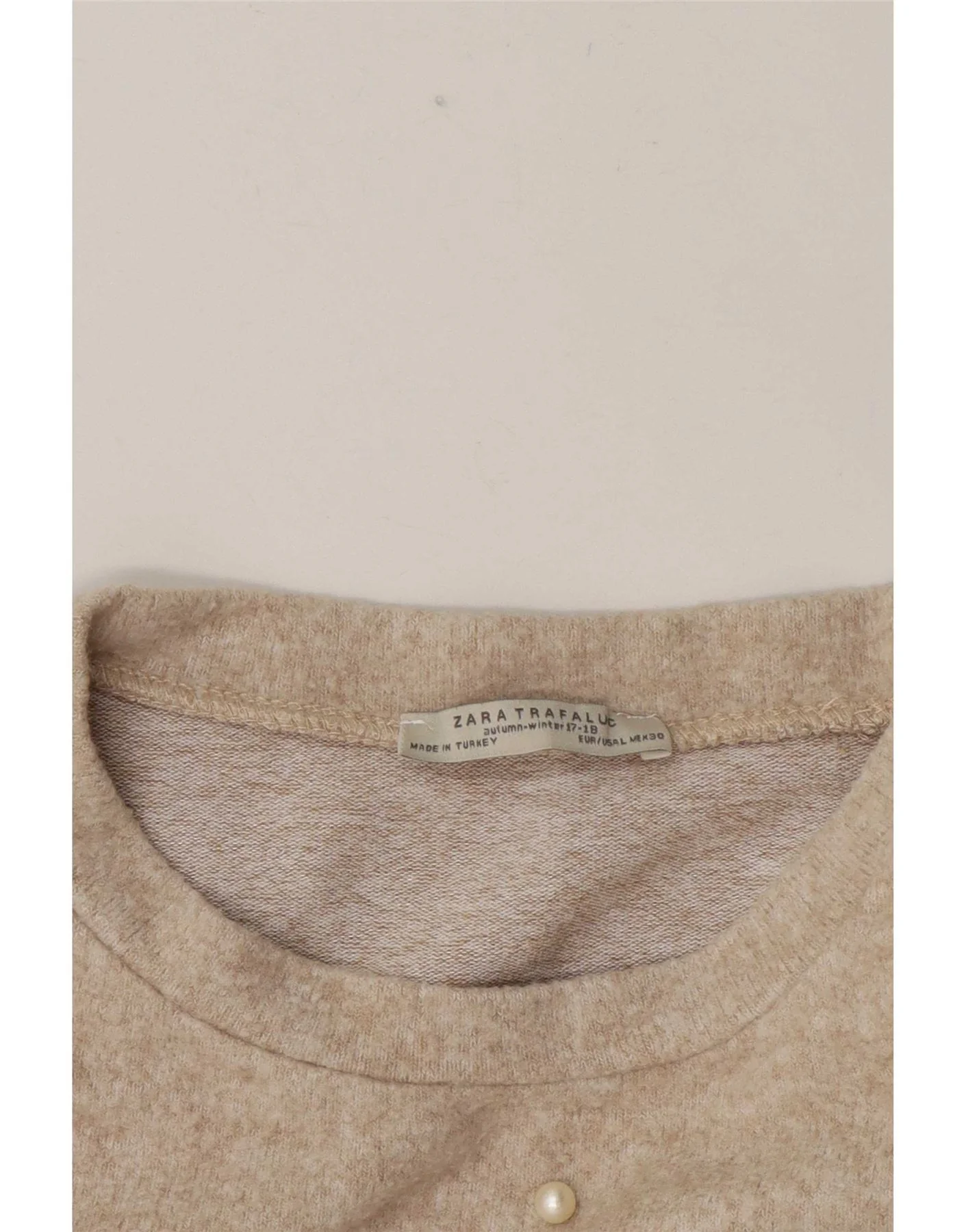 Zara Womens Oversized T-Shirt Top UK 16 Large Beige Spotted - Image 3