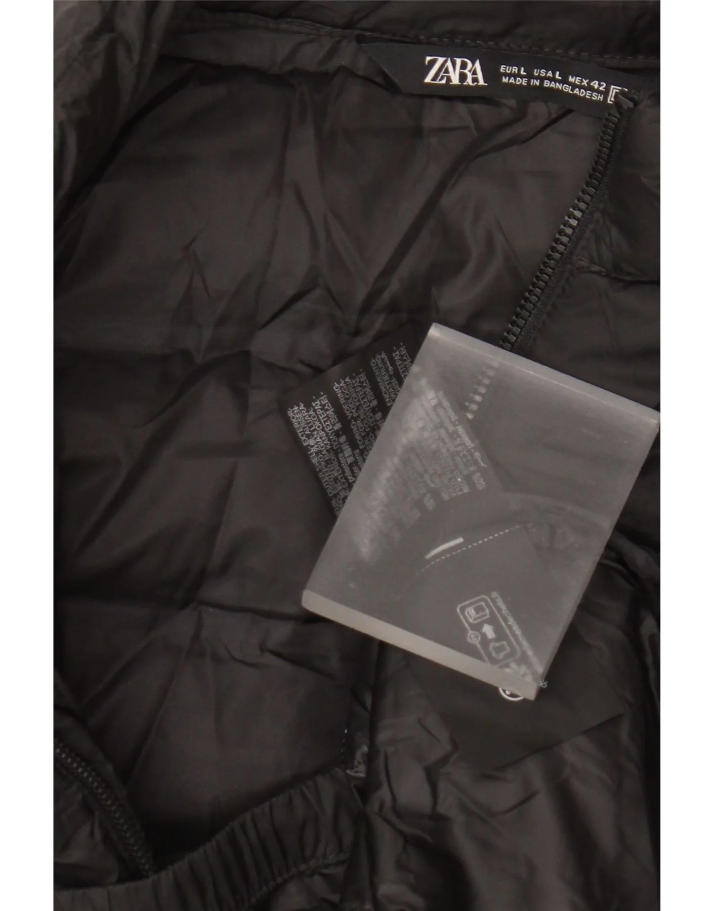Zara Womens Padded Gilet UK 16 Large Black Polyester - Image 3