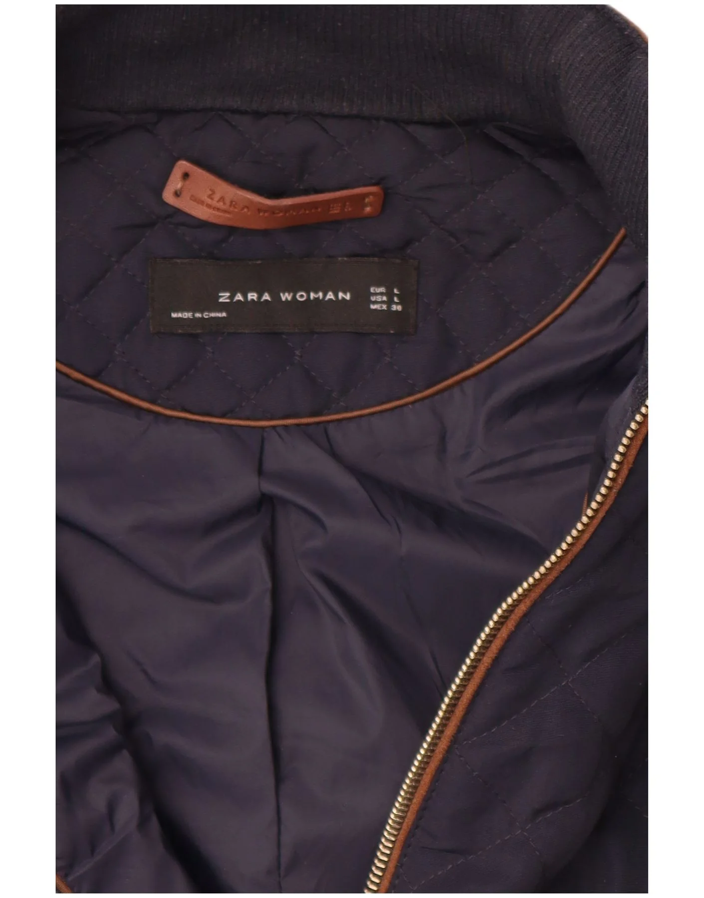 Zara Womens Quilted Gilet UK 16 Large Navy Blue - Image 4
