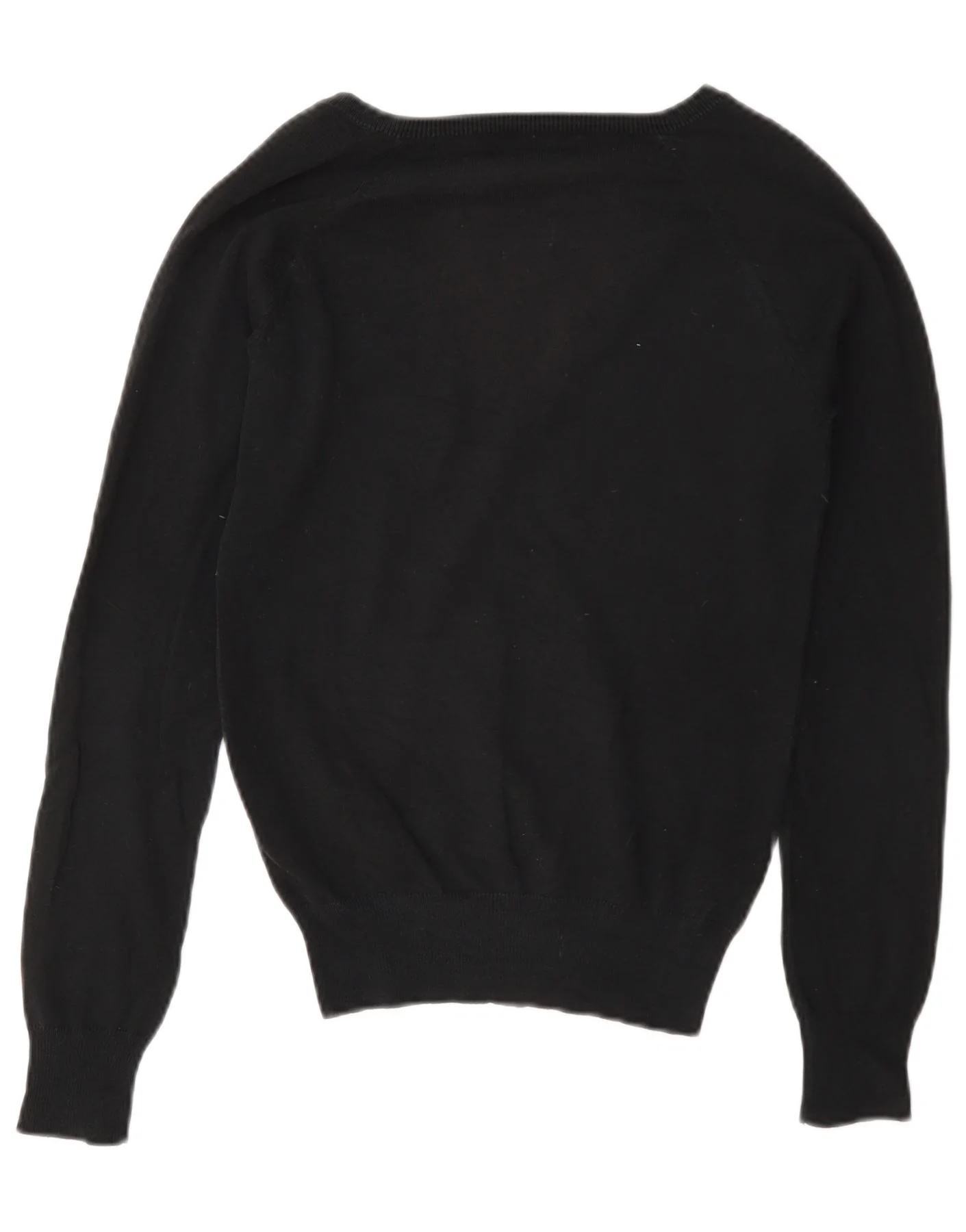 Zara Womens Regular Fit V-Neck Jumper Sweater UK 10 Small Black Cotton - Image 2