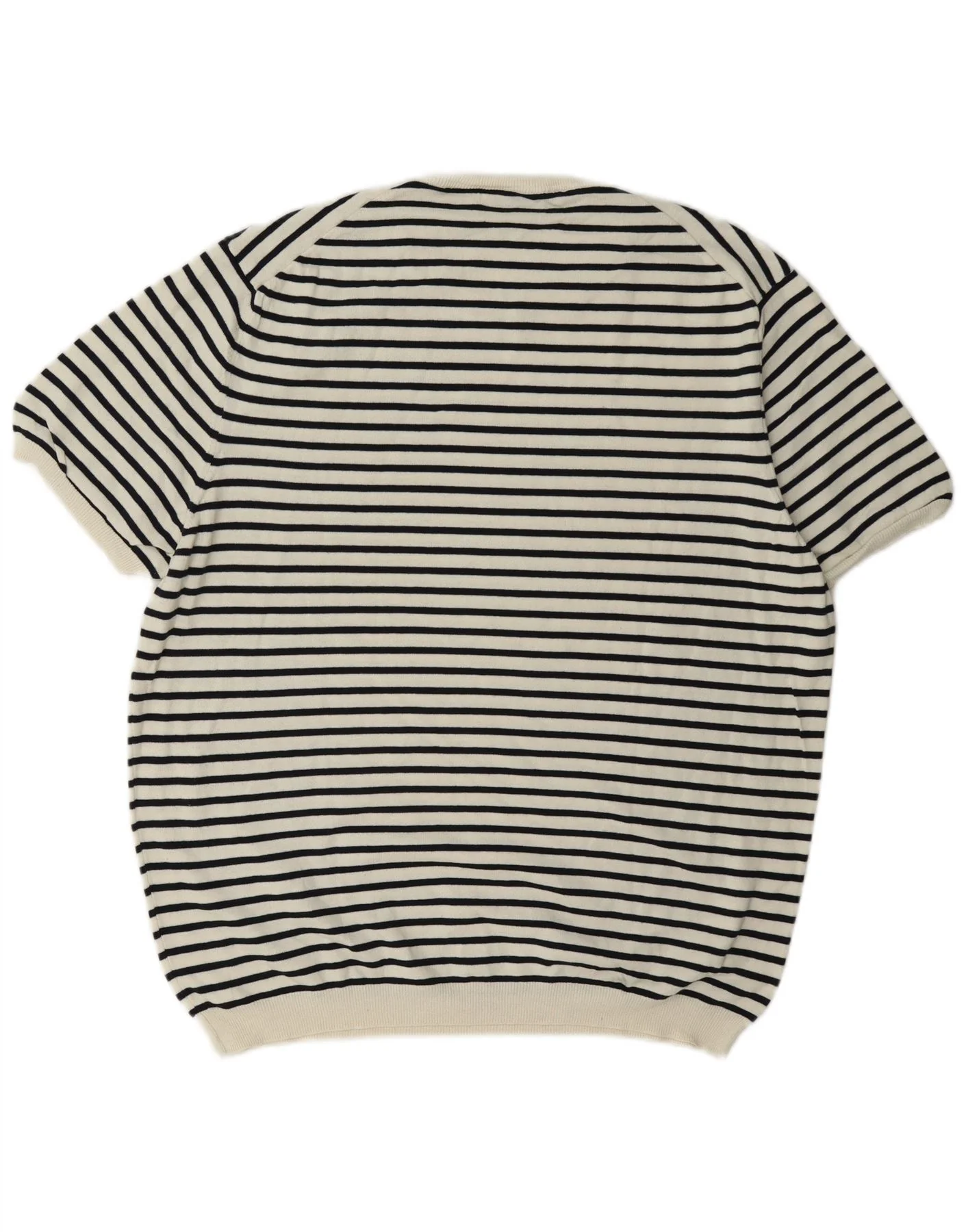 Zara Womens Regular T-Shirt Top UK 18 XL White Striped - Image 2