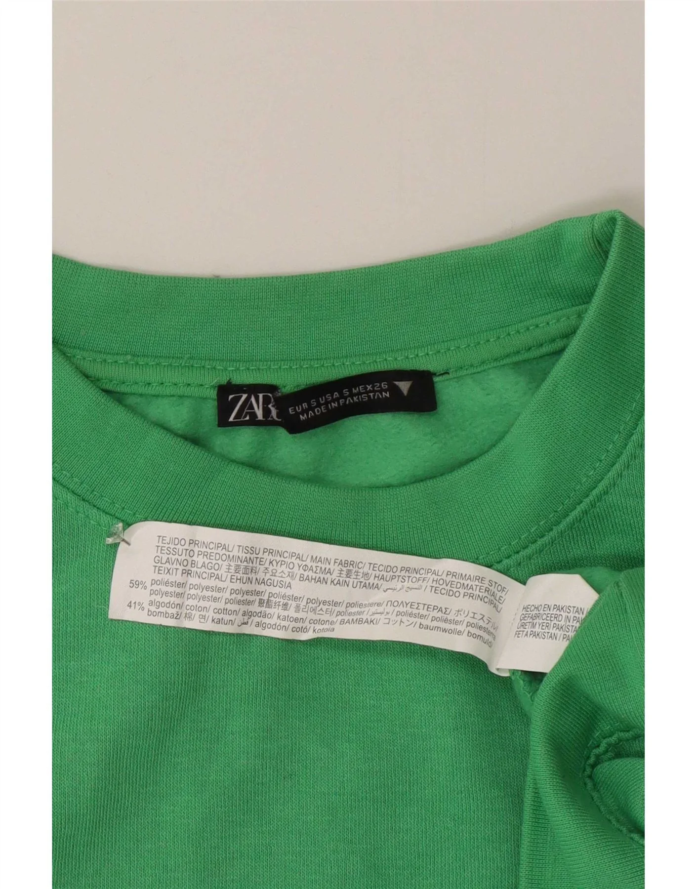 Zara Womens Relaxed Fit Sweatshirt Jumper UK 10 Small Green Polyester - Image 5