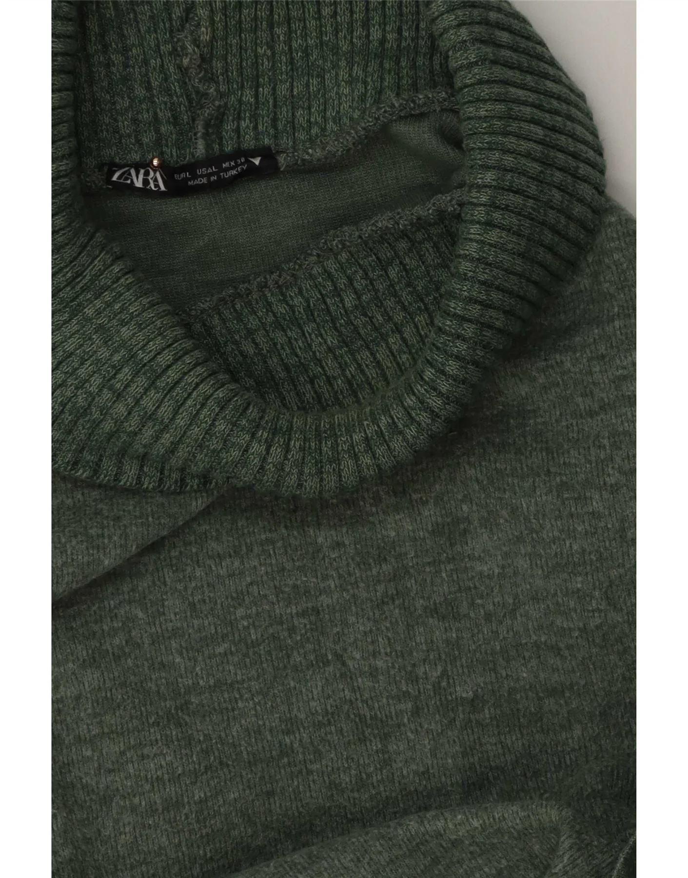 Zara Womens Roll Neck Jumper Sweater UK 16 Large Green - Image 3