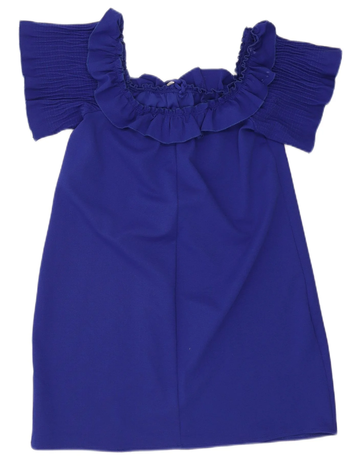 Zara Womens Ruffle Off Shoulder Dress UK 14 Large Blue - Image 2