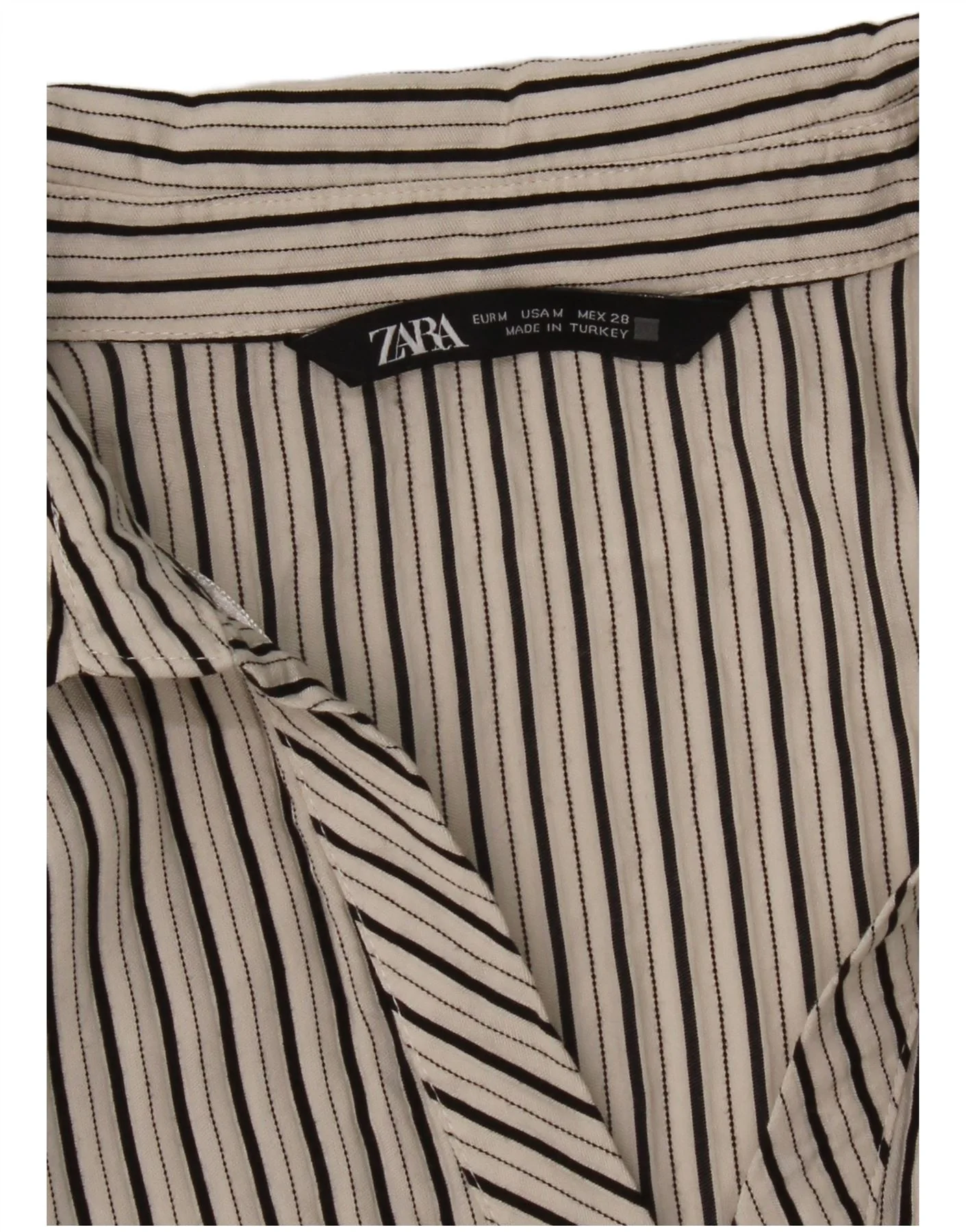 Zara Womens Shirt UK 14 Medium Grey Striped - Image 3