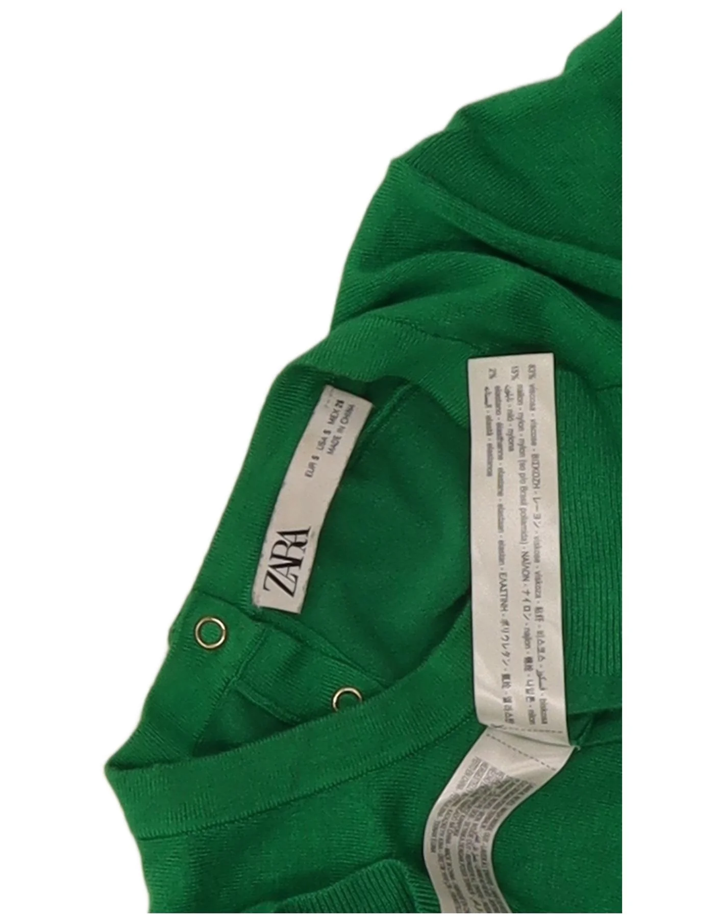 Zara Womens Short Sleeve Boat Neck Jumper Sweater UK 10 Small Green Viscose - Image 3