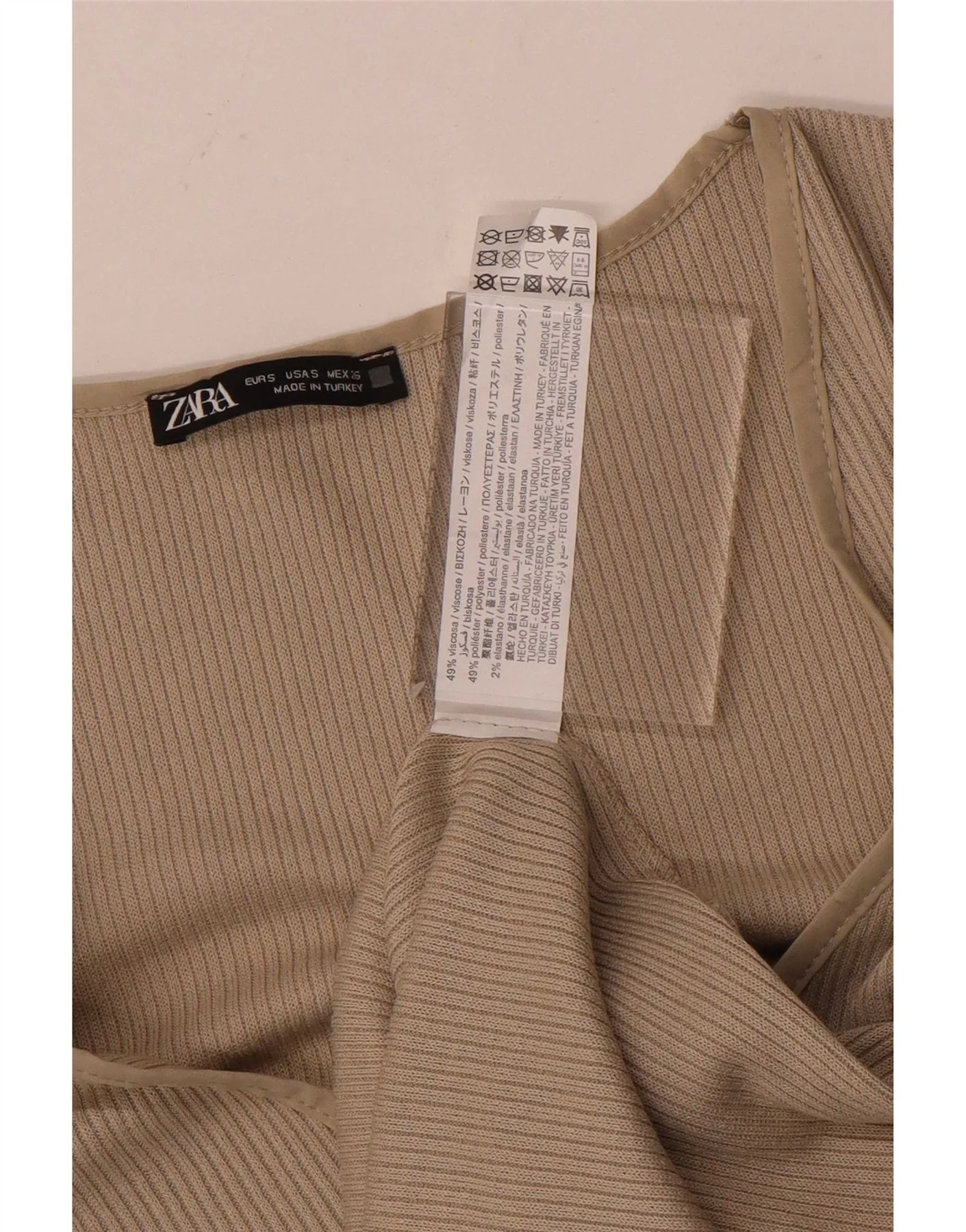 Zara Womens Short Sleeve Cardigan Top UK 10 Small Beige Viscose - Image 3