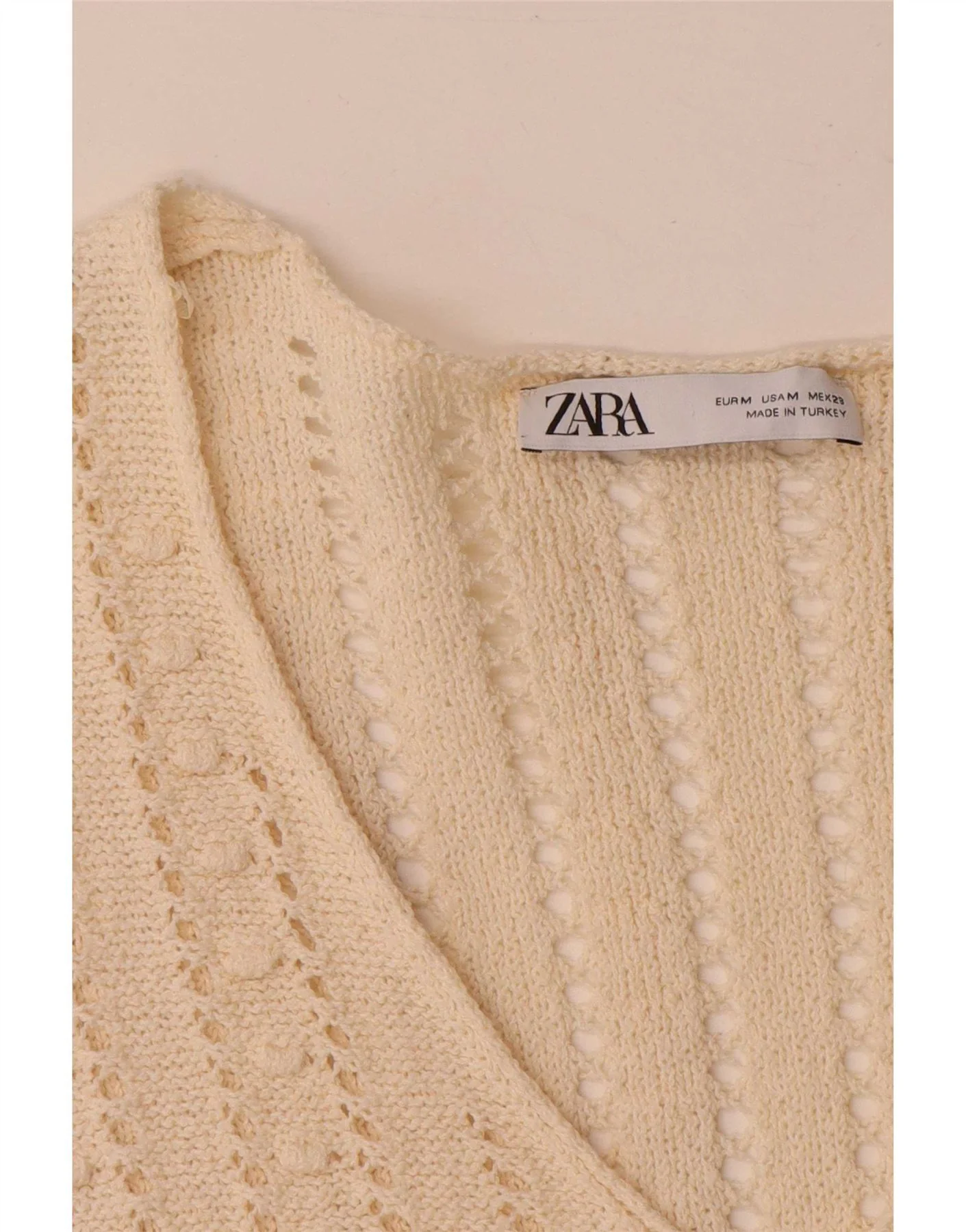 Zara Womens Short Sleeve Crochet Jumper Dress UK 14 Medium Off White - Image 3