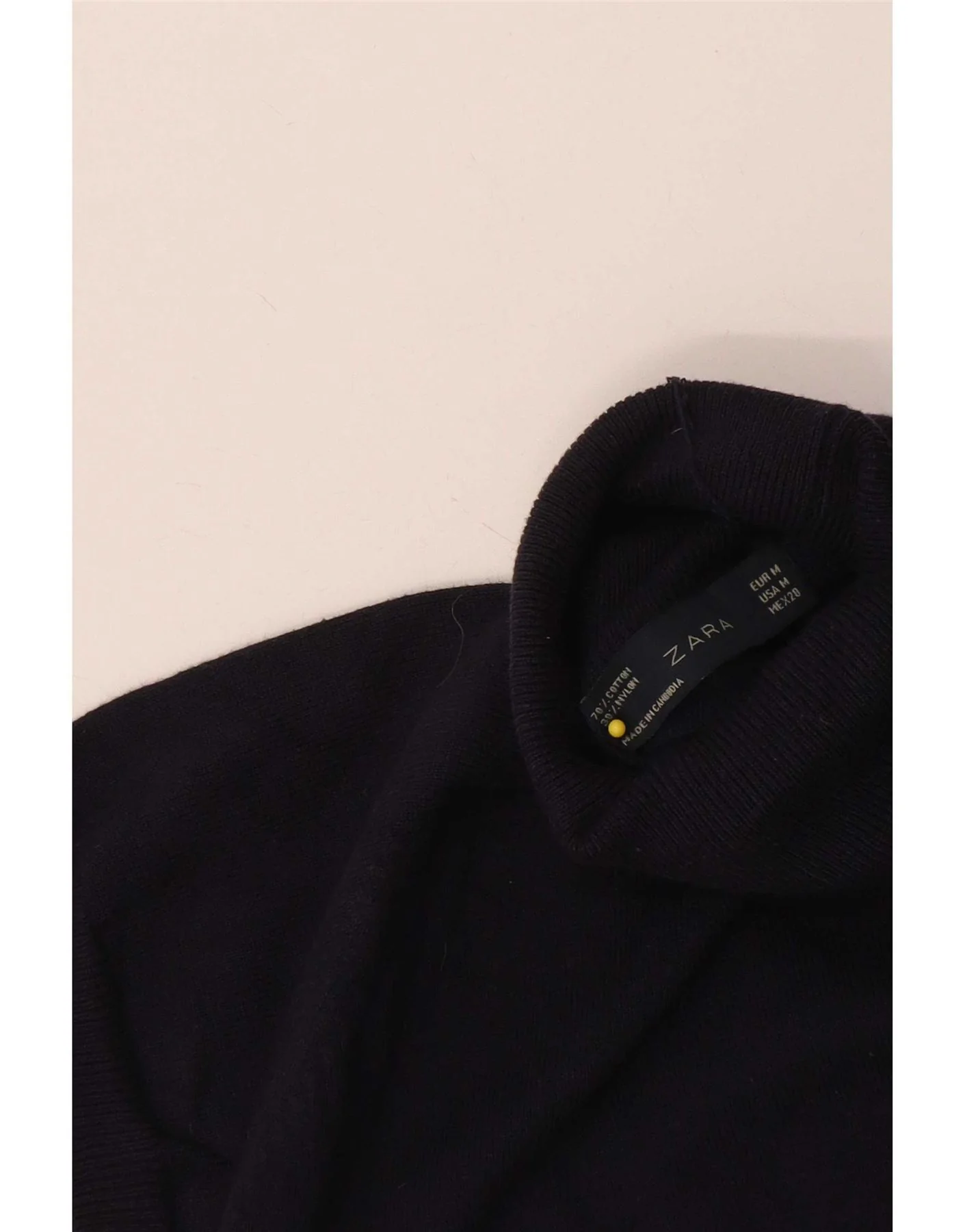 Zara Womens Short Sleeve Roll Neck Jumper Sweater UK 12 Medium Navy Blue - Image 3