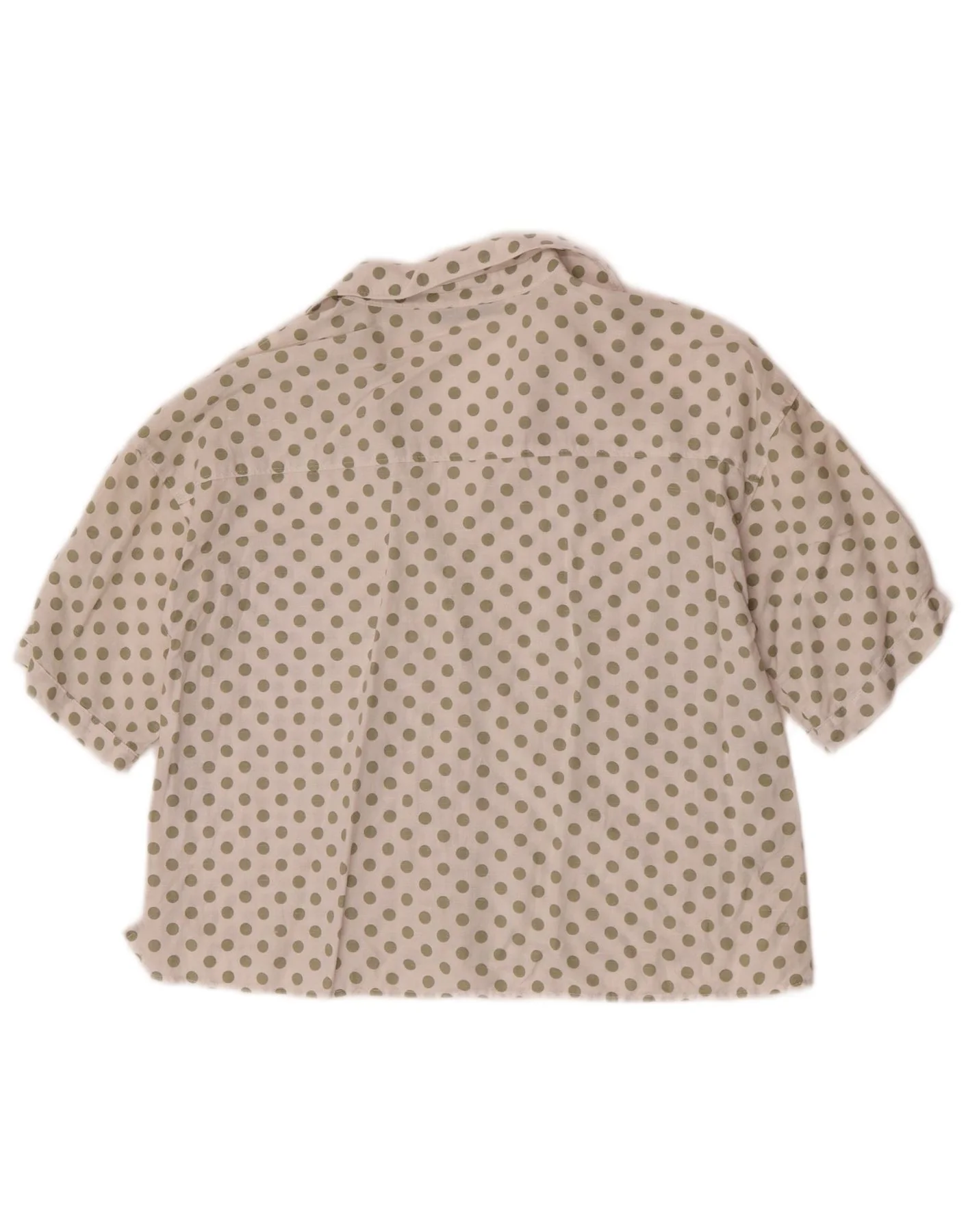 Zara Womens Short Sleeve Shirt UK 10 Small White Polka Dot Linen - Image 2