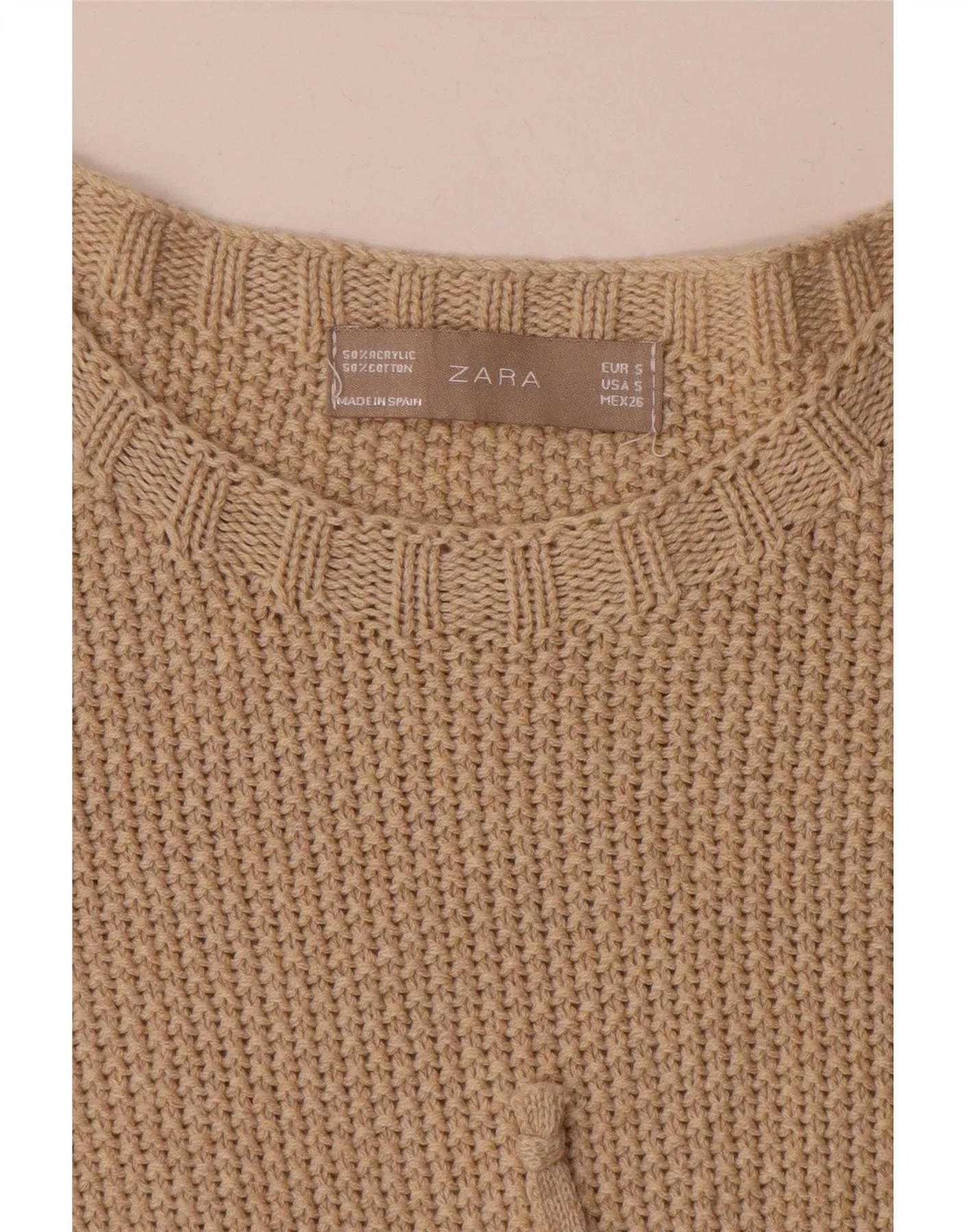 Zara Womens Short Sleeves Jumper Dress UK 8 Small Beige - Image 3