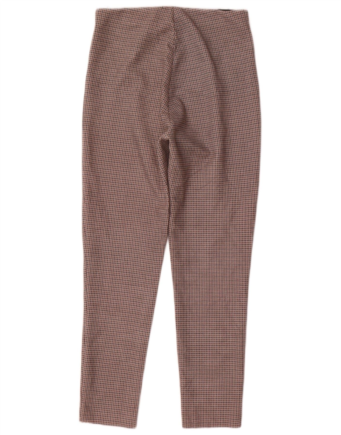 Zara Womens Skinny Casual Trousers Medium W28 L27 Brown Houndstooth - Image 2