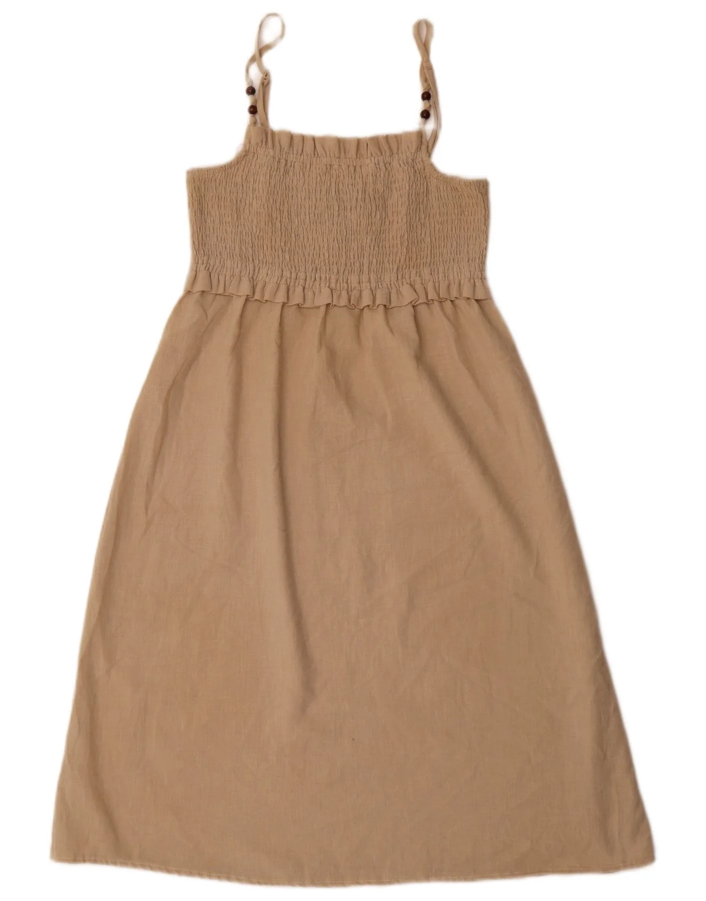 Zara Womens Sleeveless A-Line Dress UK 12 Medium Beige