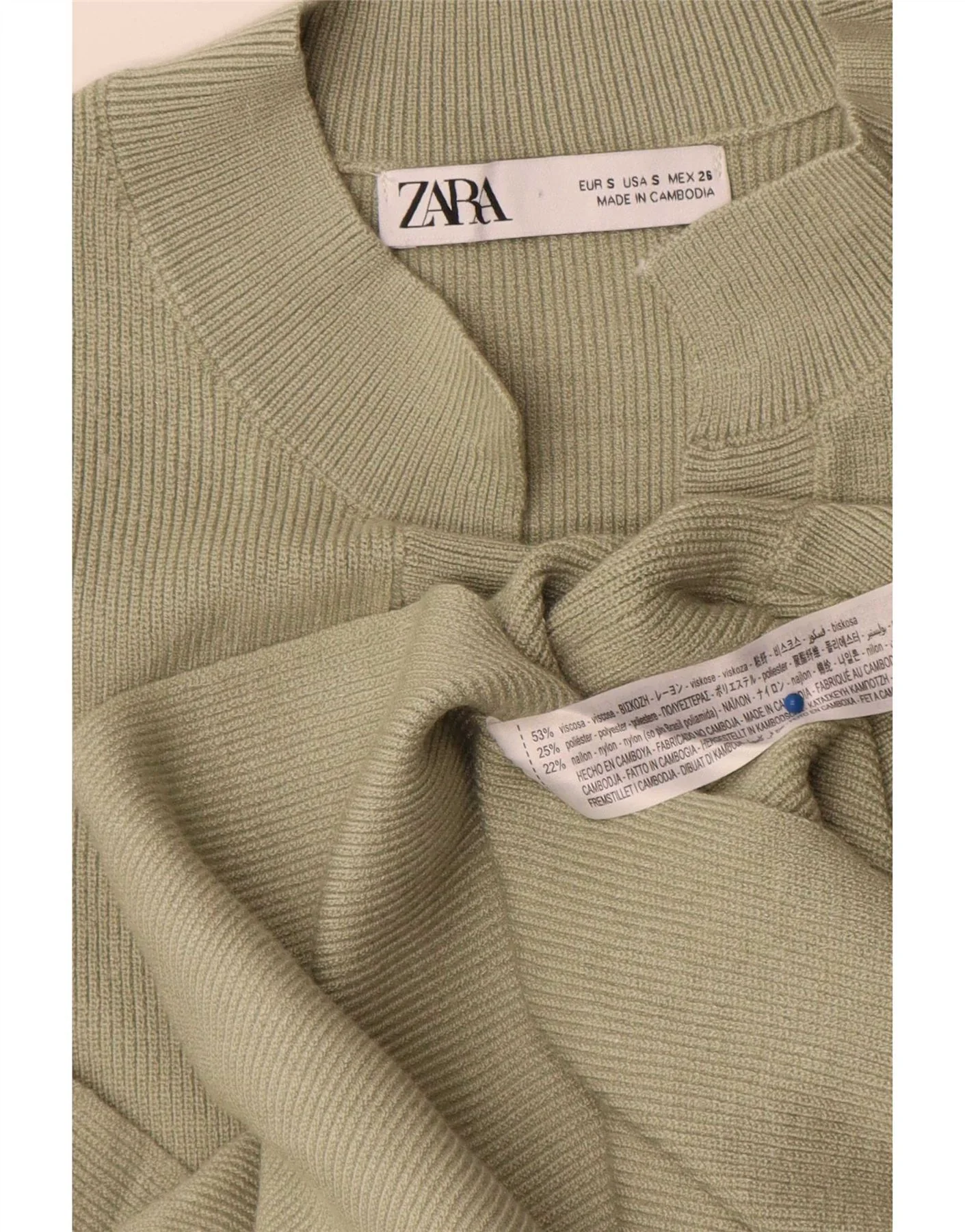 Zara Womens Sleeveless Jumper Dress UK 10 Small Green Viscose - Image 3