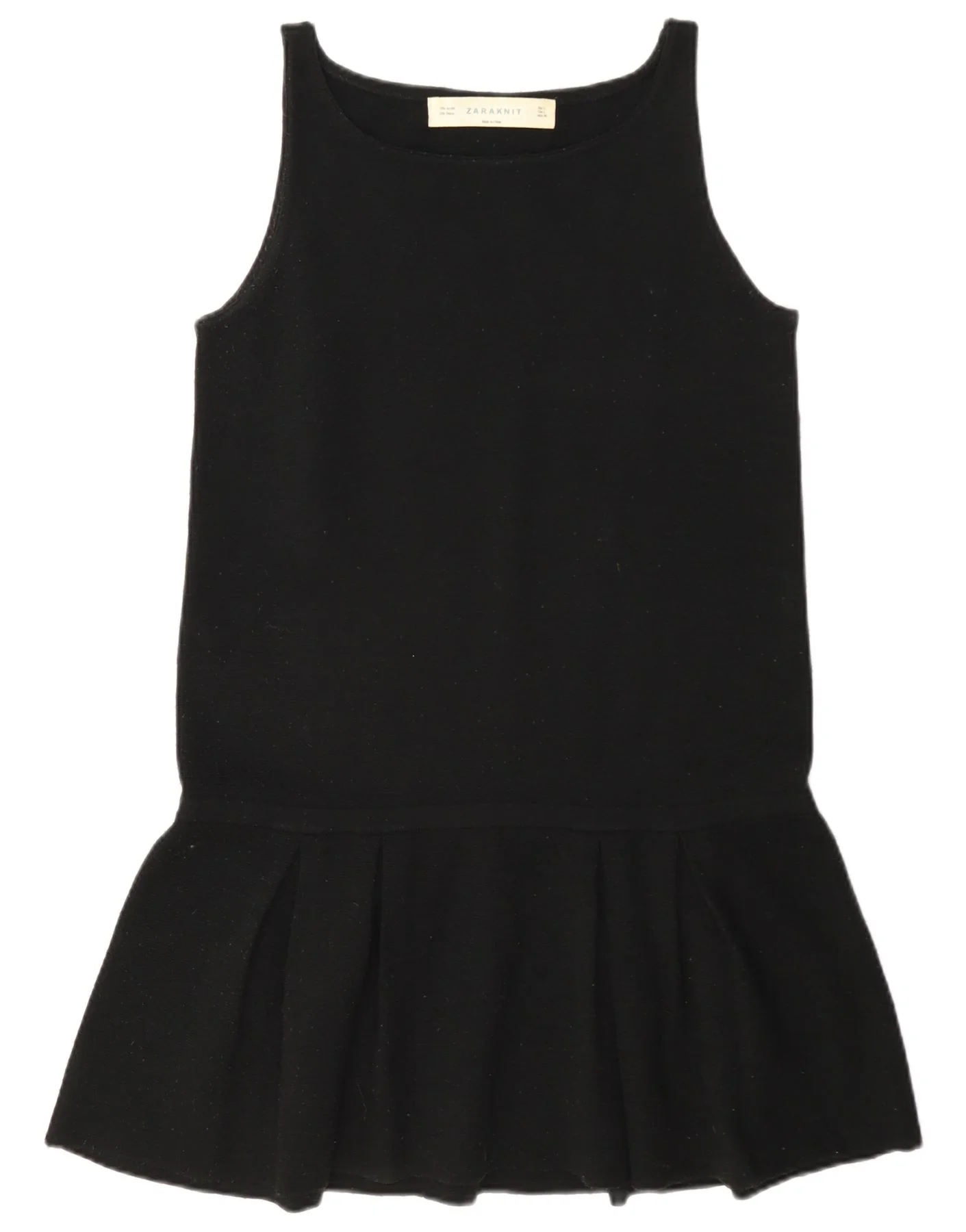Zara Womens Sleeveless Regular Drop Waist Dress UK 14 Large Black Acrylic