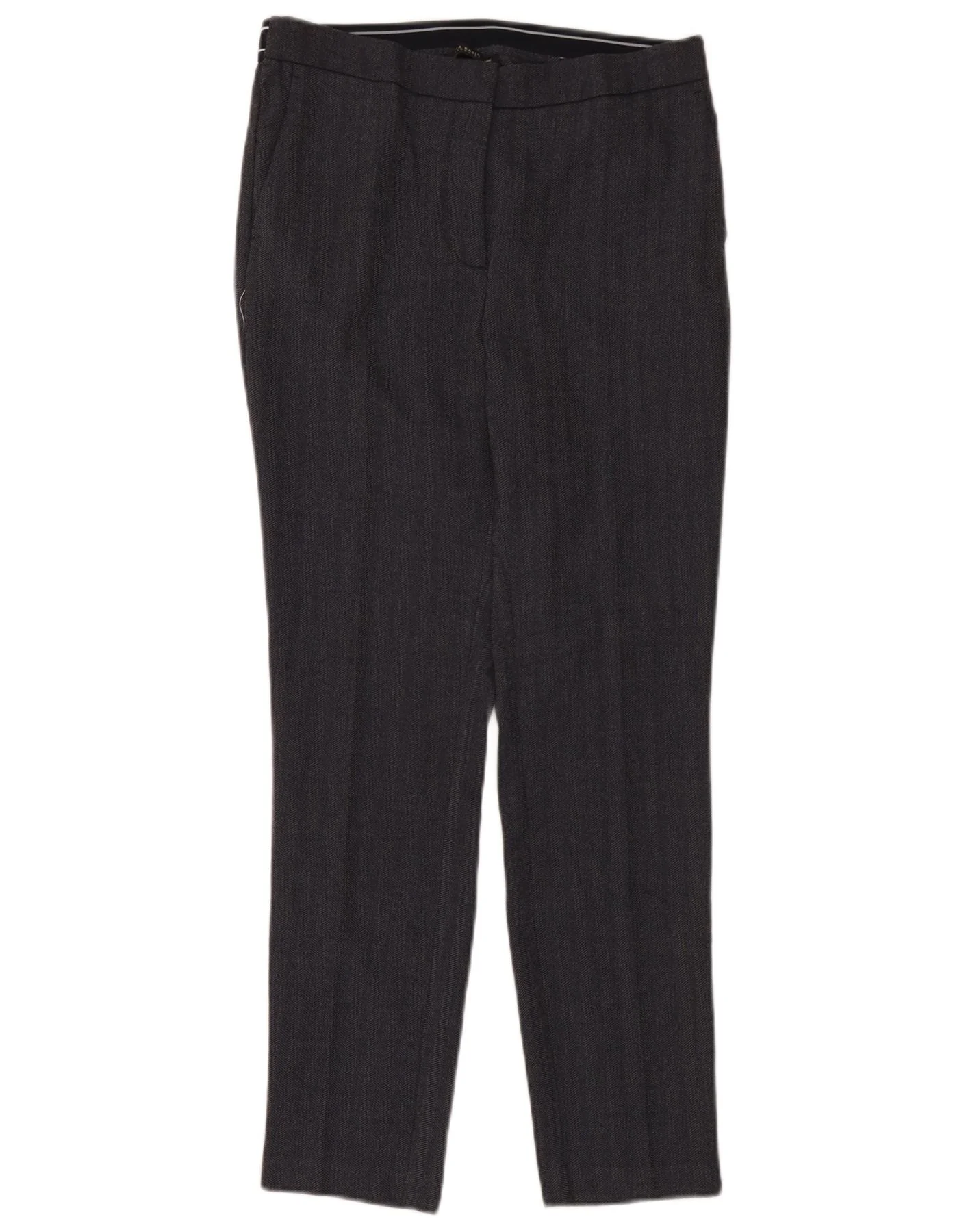 Zara Womens Slim Chino Trousers Large W30 L28 Black Herringbone Polyester