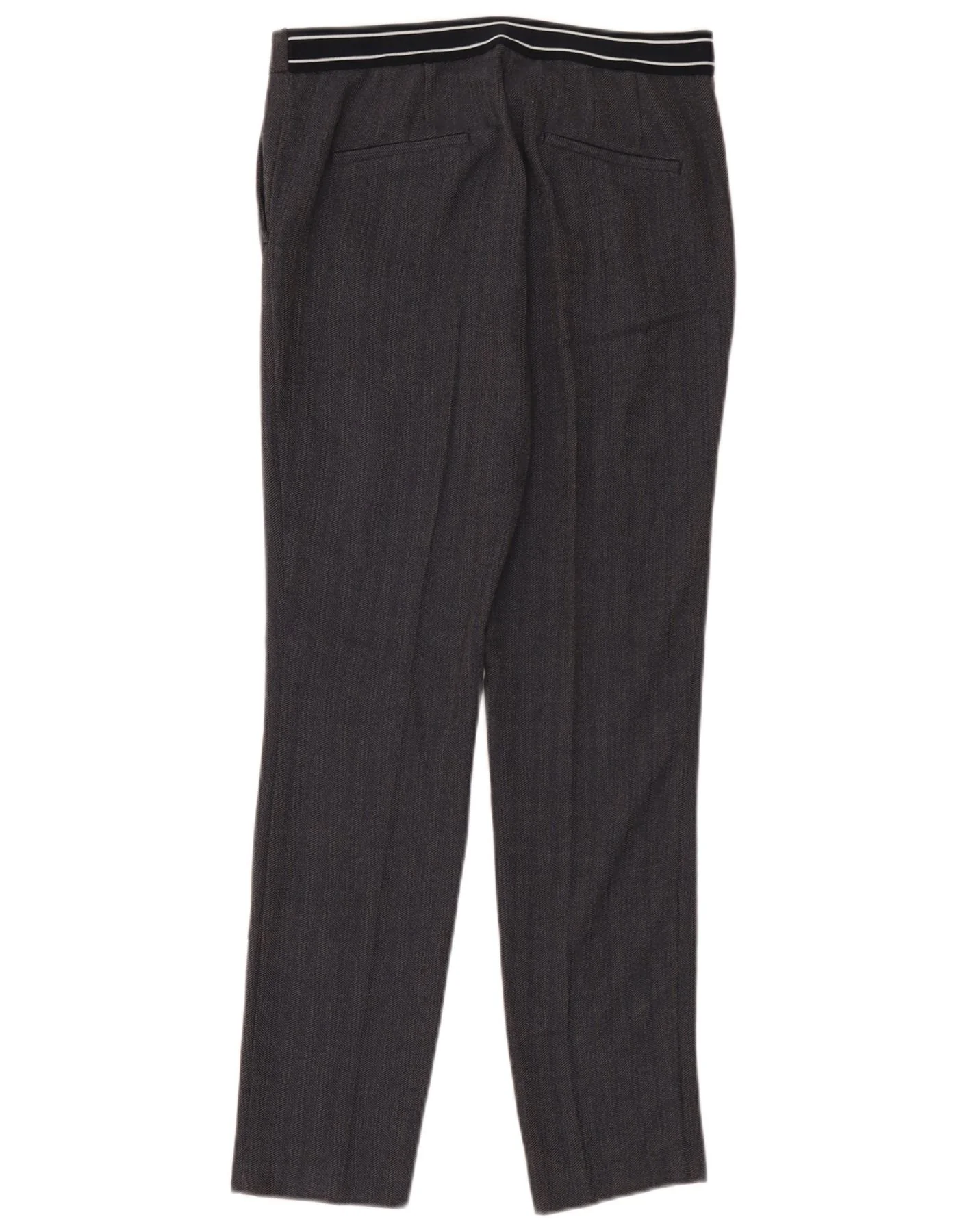 Zara Womens Slim Chino Trousers Large W30 L28 Black Herringbone Polyester - Image 2