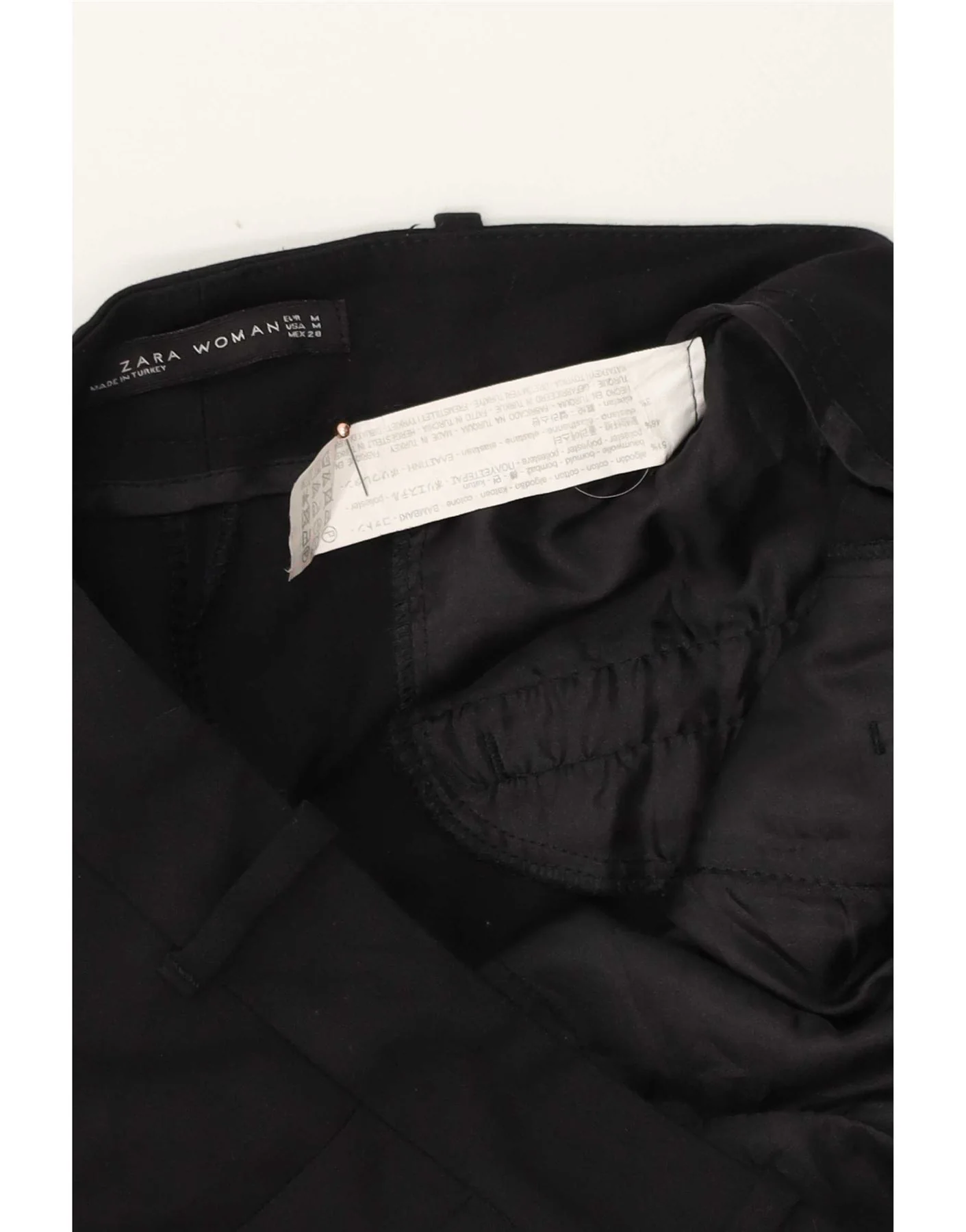Zara Womens Slim Chino Trousers Medium W28 L27 Black Cotton - Image 3