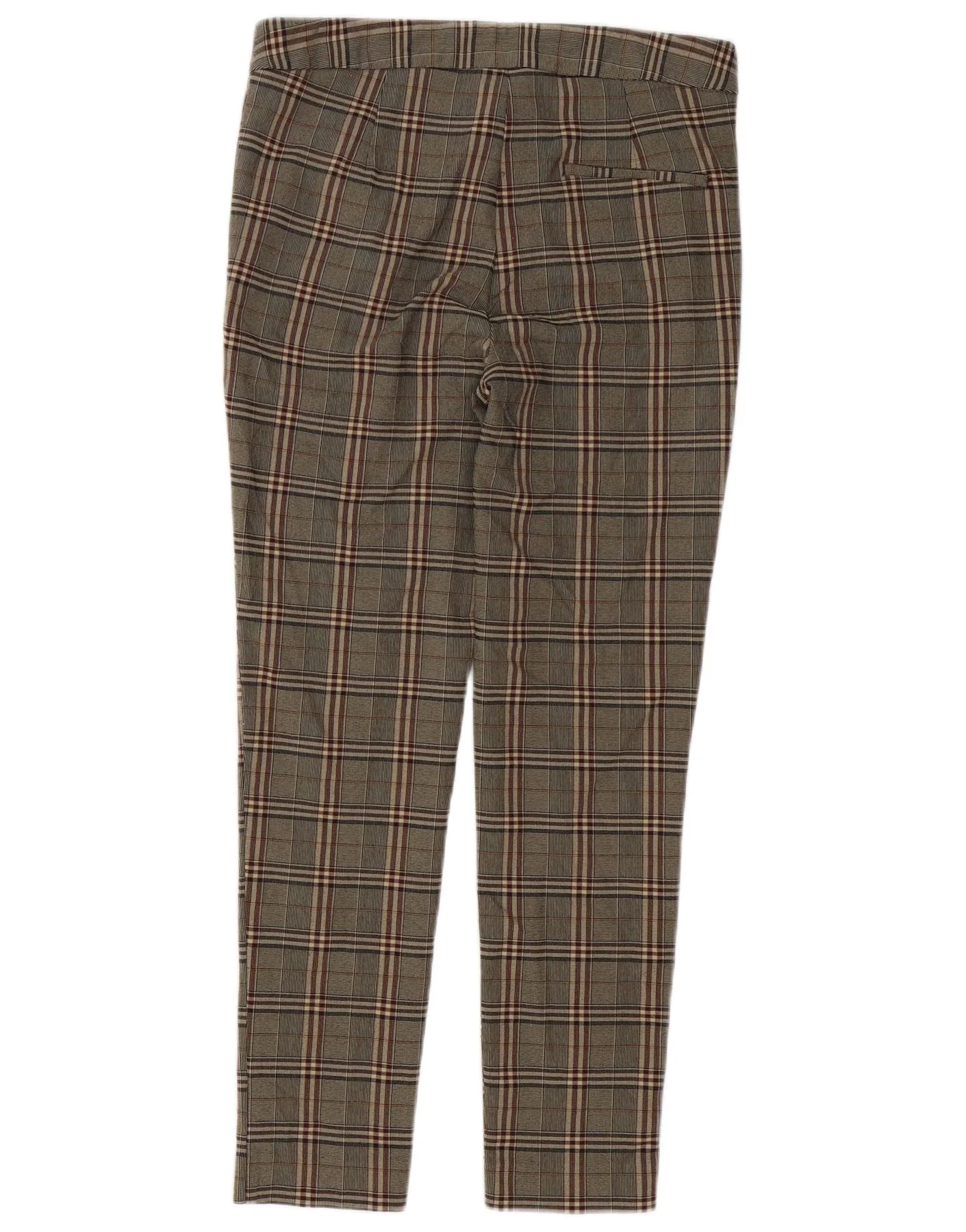 Zara Womens Slim Chino Trousers Medium W28 L27 Brown Check - Image 2