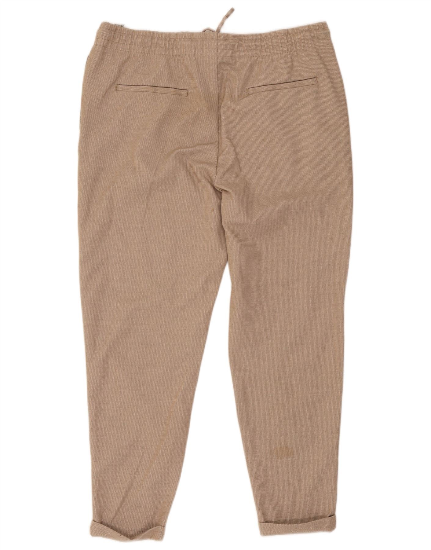 Zara Womens Slim Cropped Trousers XL W34 L26 Beige Polyester - Image 2