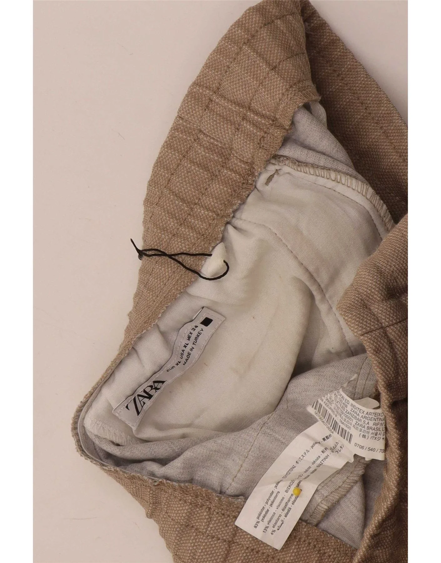 Zara Womens Slim Cropped Trousers XL W34 L26 Beige Polyester - Image 4
