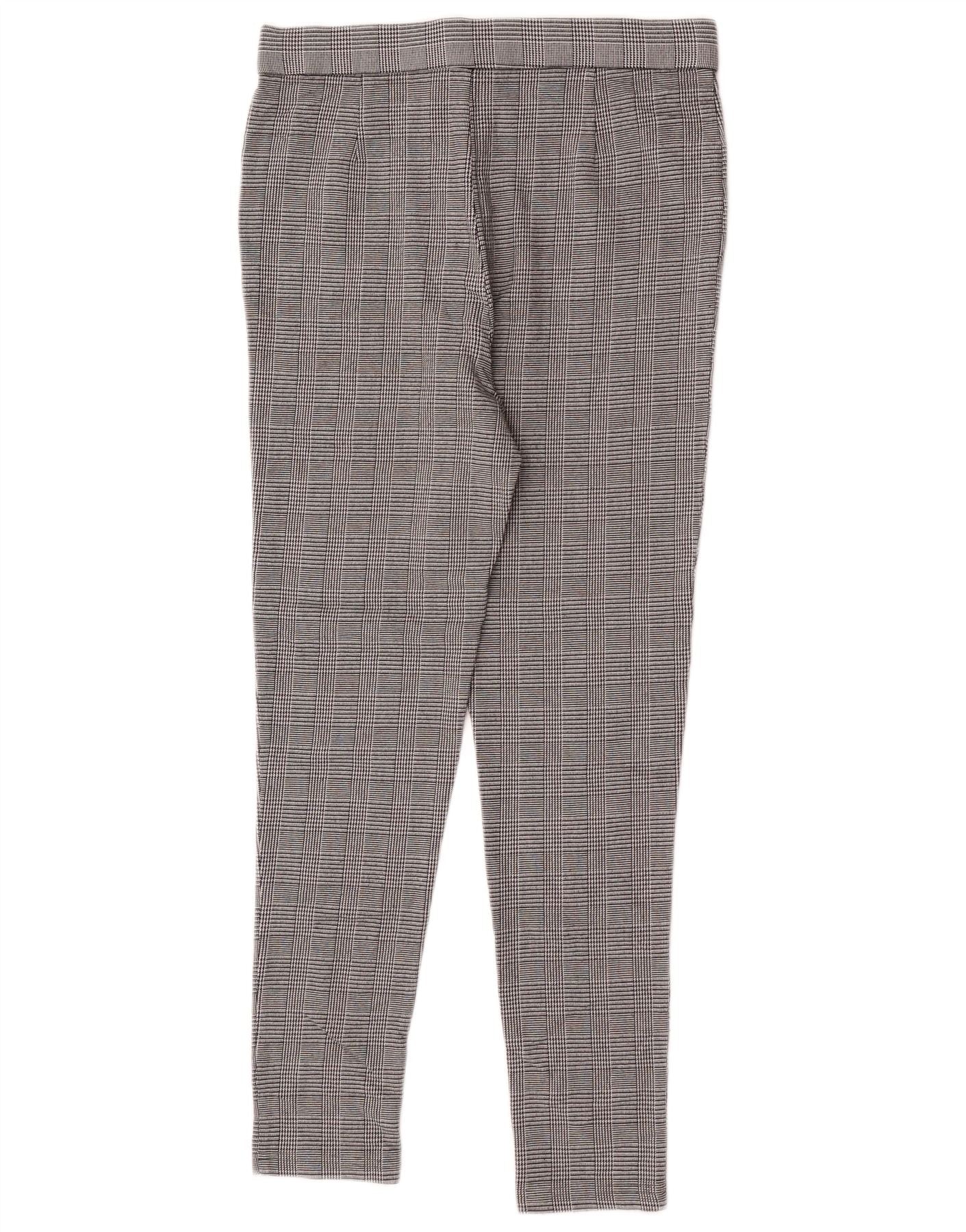 Zara Womens Slim Fit Chino Trousers Large W30 L26 Grey Plaid Viscose - Image 2
